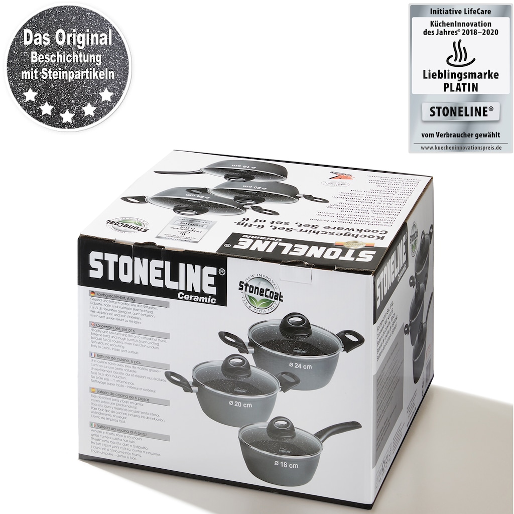 STONELINE Topf-Set »CERAMIC«, Aluminium, (Set, 6 tlg., 1x Bratentopf Ø 24 cm, 1x Kasserolle Ø 18 cm, 1x Kochtopf Ø 20 cm)