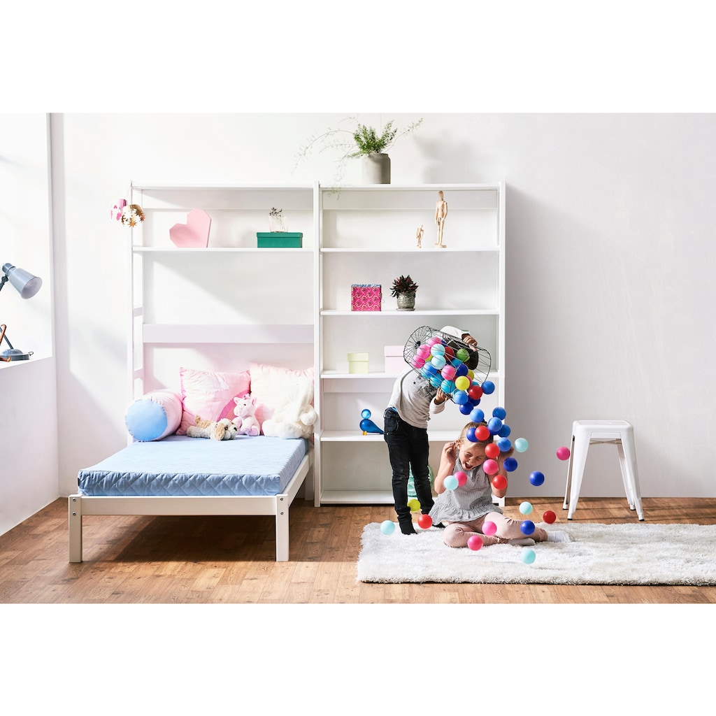 Hoppekids Jugendzimmer-Set »STOREY«, (Set, 16 St., Kinderbett, Rollrost, Schaummatratze, Regalsystem, 8 Einlegeböden)