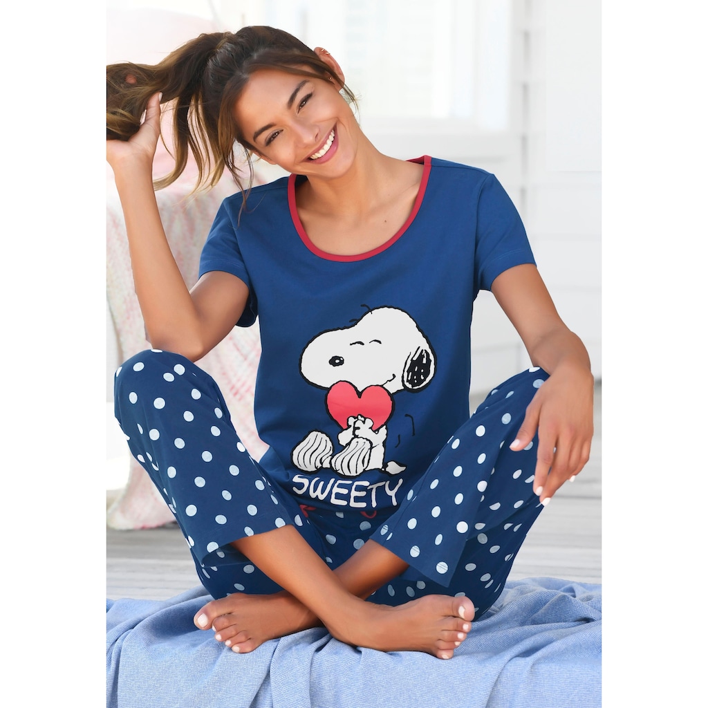 Peanuts Pyjama, (2 tlg.), mit Snoopy-Druck und Pünktchen-Hose