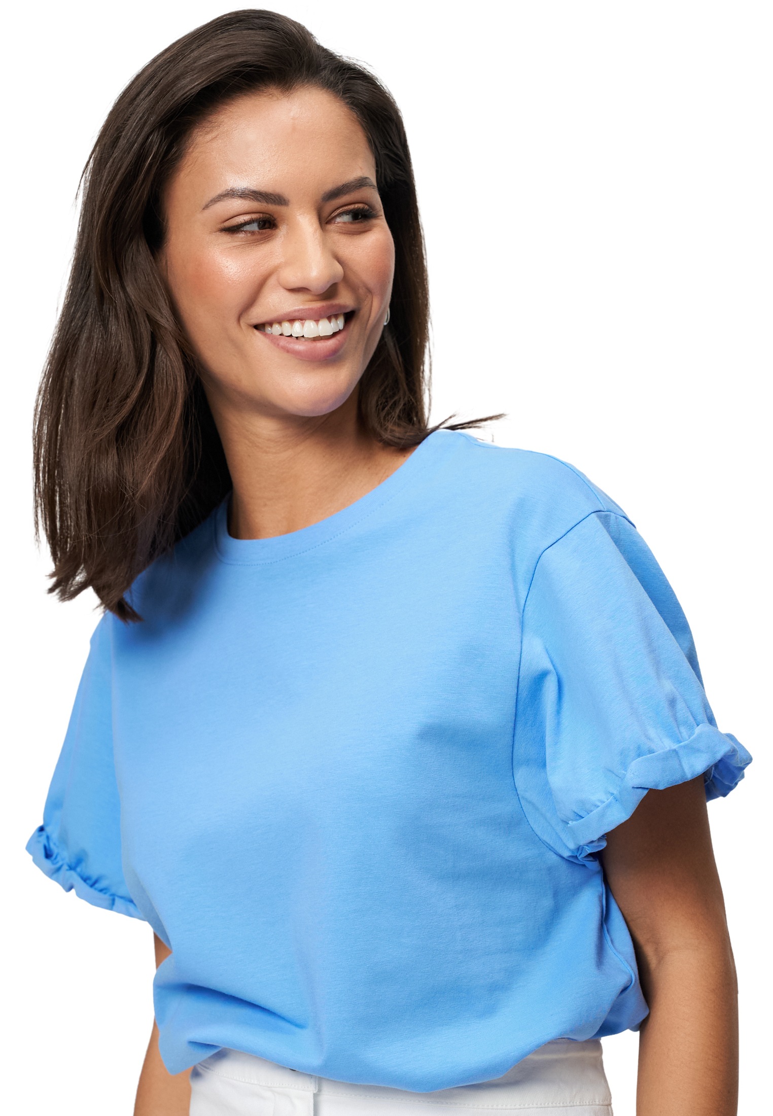 Zero Kurzarmshirt »zero Shirt mit Rüschen am Ärmel«, (1 tlg.), Plain/ohne Details