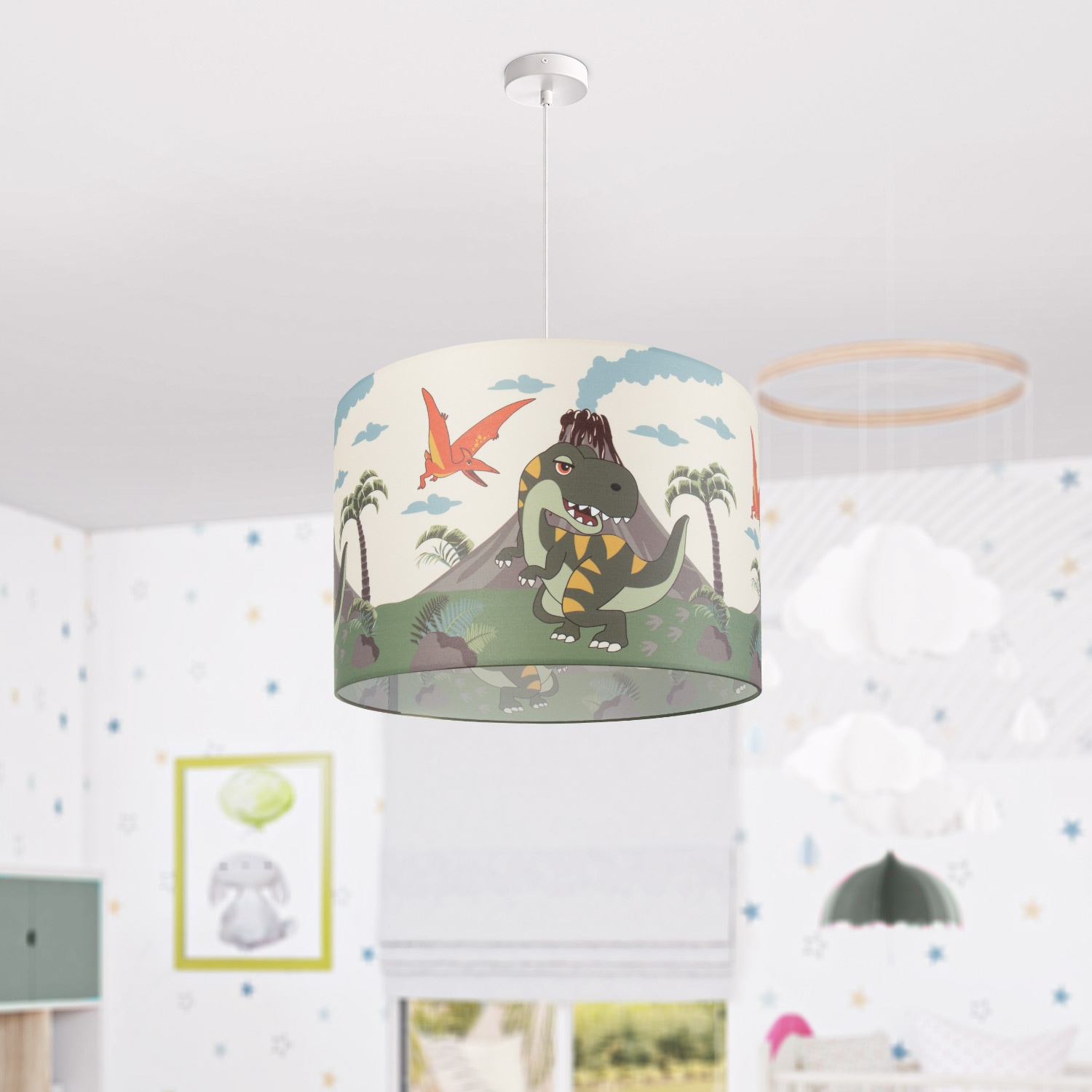 Paco Lampe LED Pendelleuchte Kinderlampe BAUR Dinosaurier, 1 »Diamond E27 | 636«, Deckenlampe Kinderzimmer Home flammig-flammig,