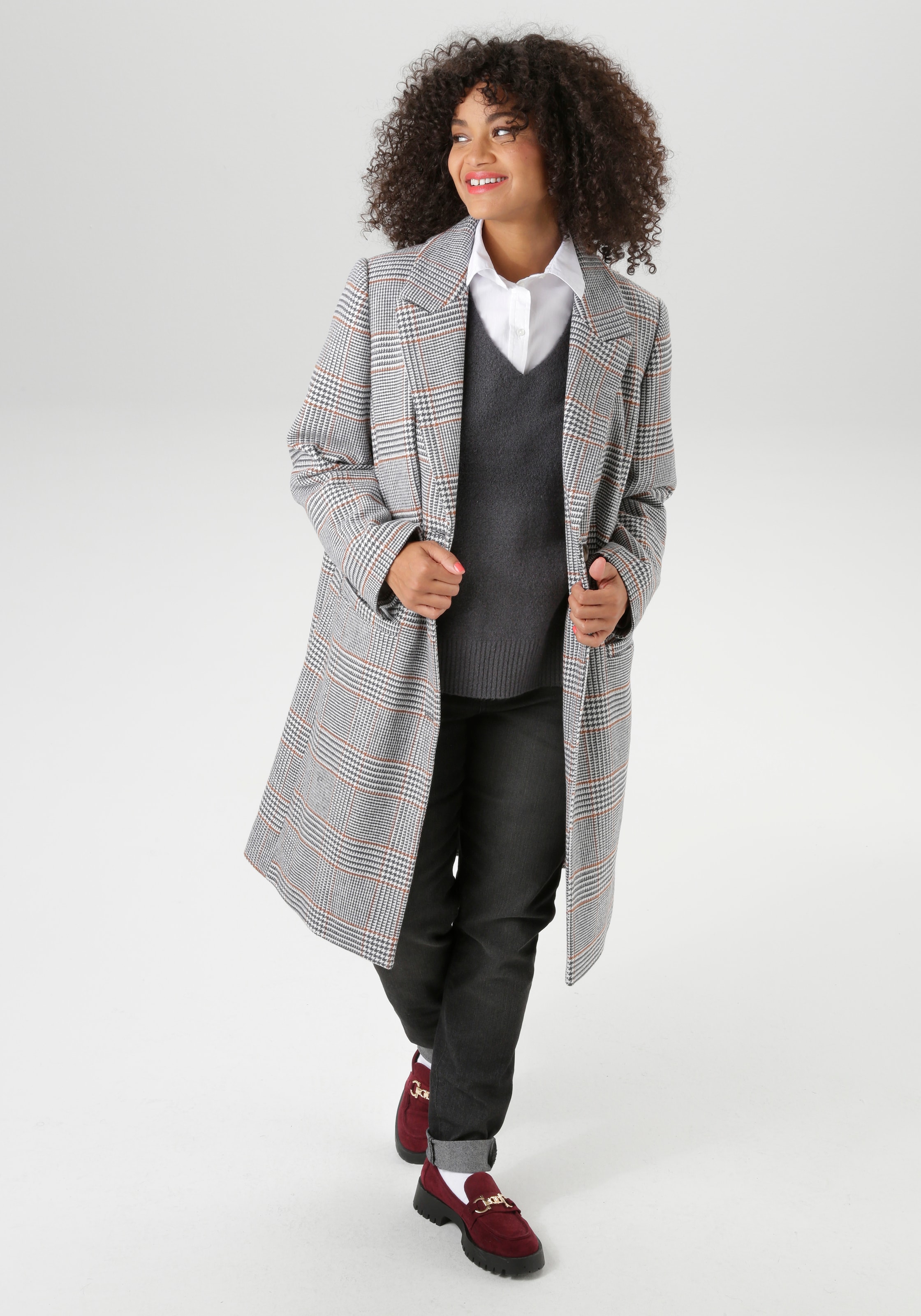 Aniston PLUS Kurzmantel in ausdrucksvollem Karo-Dessin günstig online kaufen
