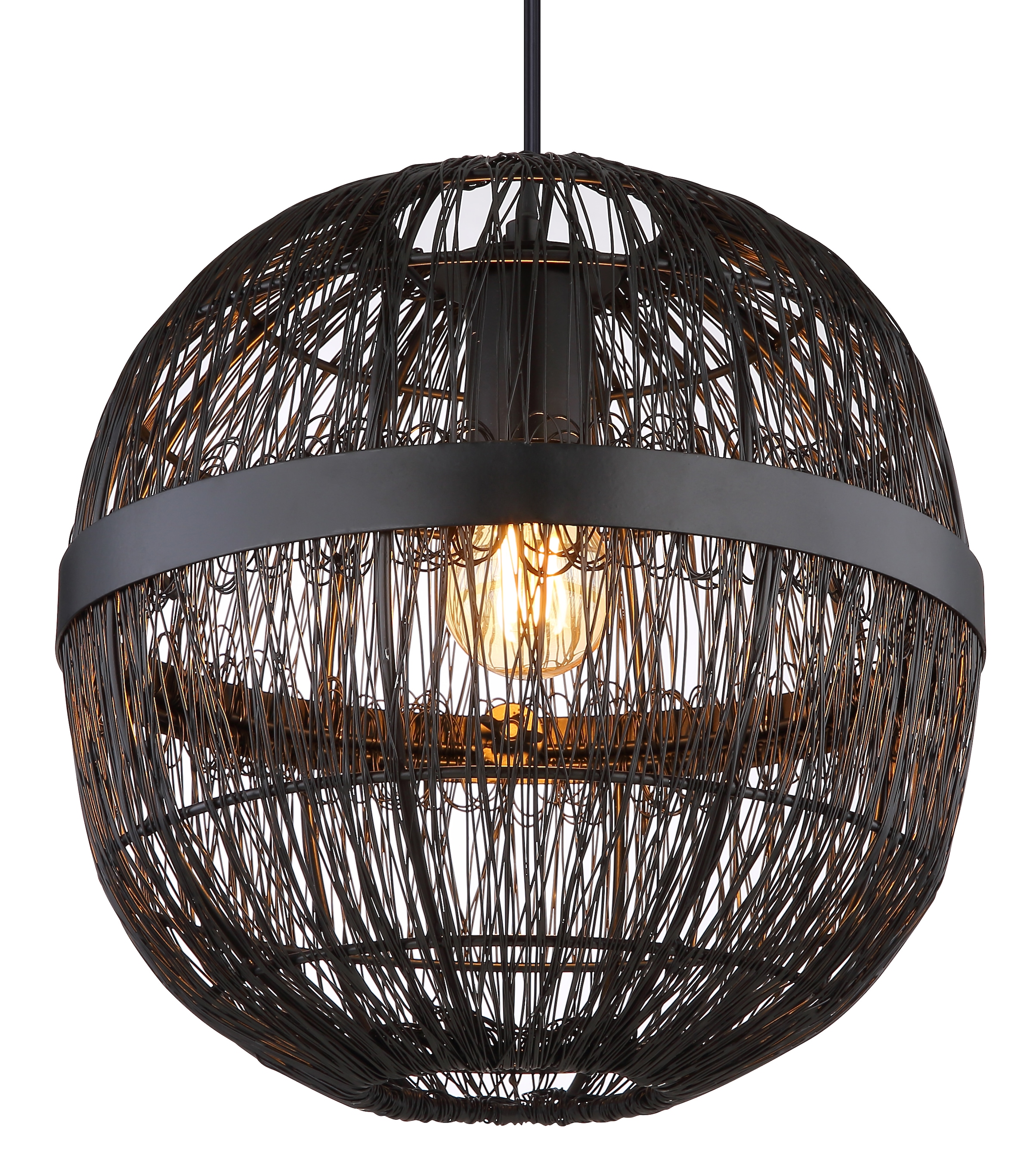 GLOBO LIGHTING Hängeleuchte »HERMI II«, Leuchtmittel E27 | ohne Leuchtmittel, Pendelleuchte / Wohnbereich /schwarz / Metallgeflecht / Kugel