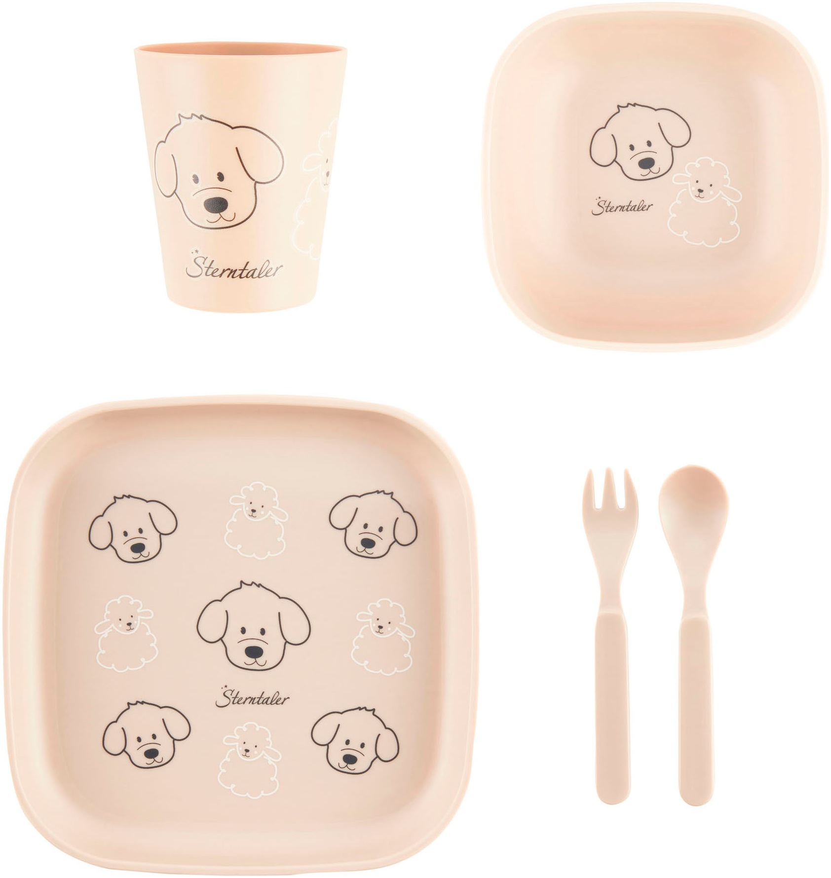 STERNTALER Kinder Kindergeschirr-Set "Bauernhof", beige, gemustert, Polypropylen, Geschirr-Sets