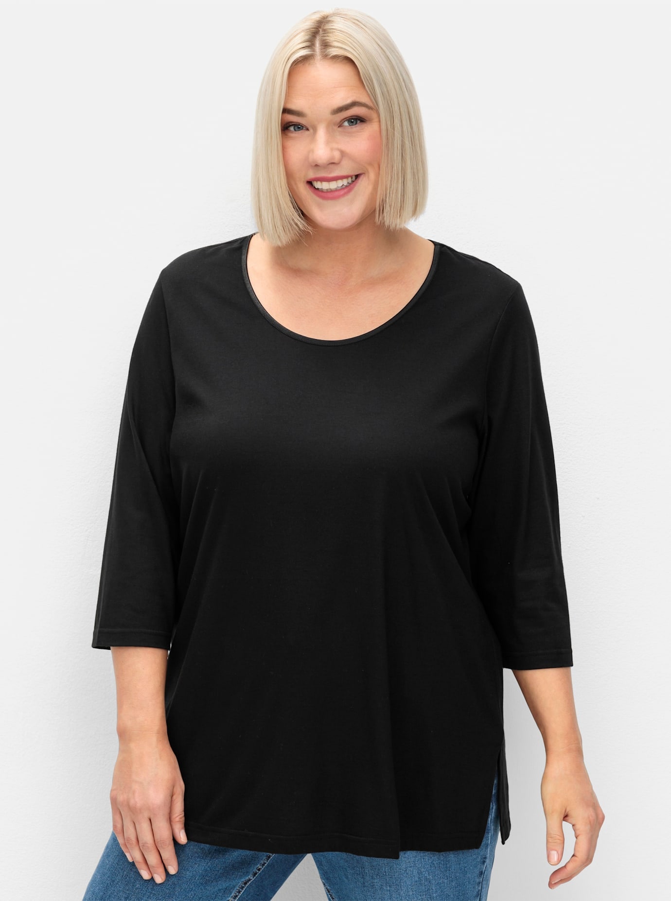 Sheego 3/4-Arm-Shirt "Rundhalsshirt", (1 tlg.) günstig online kaufen