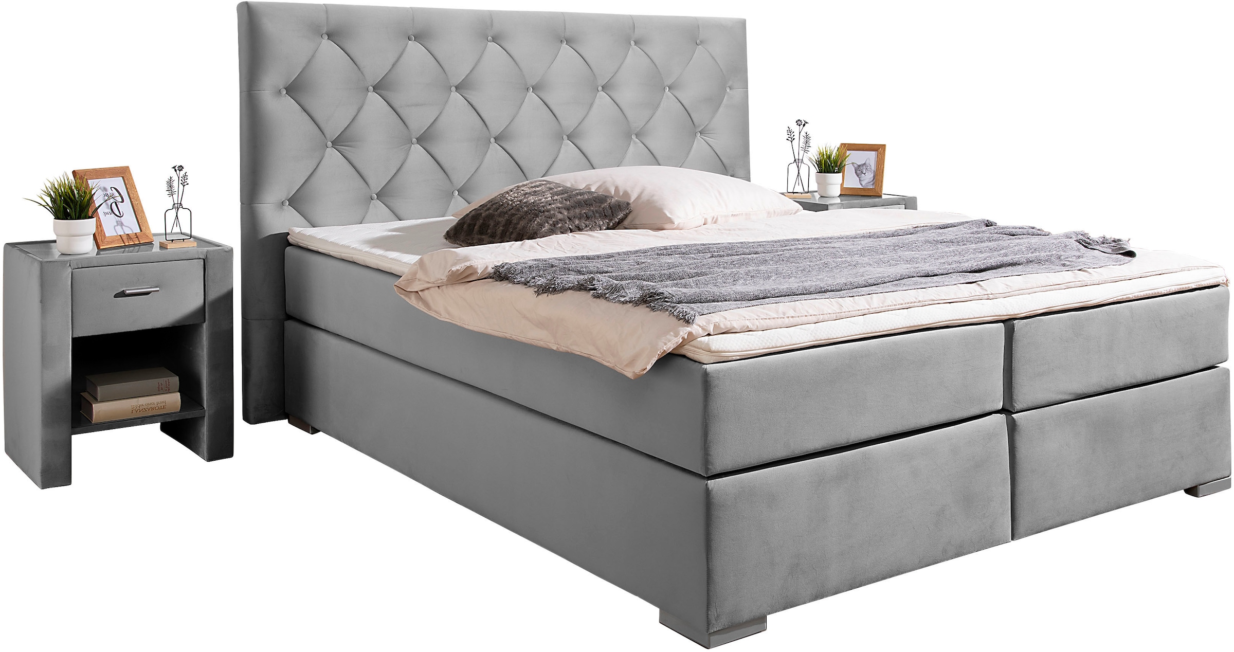 Home affaire Boxspringbett »Chalon, in verschiedenen Breiten«, inkl. Topper, wahlweise in H2, H3 oder H4 erhältlich