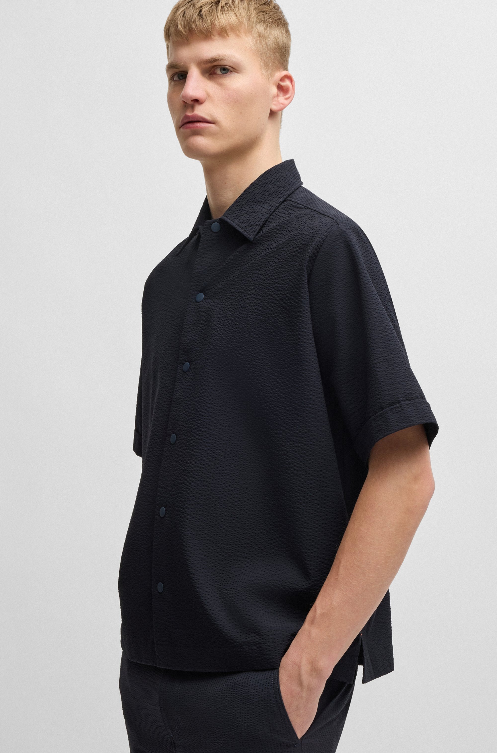 Thumbnail - BOSS ORANGE Kurzarmhemd "Lapoully" mit leichter Struktur