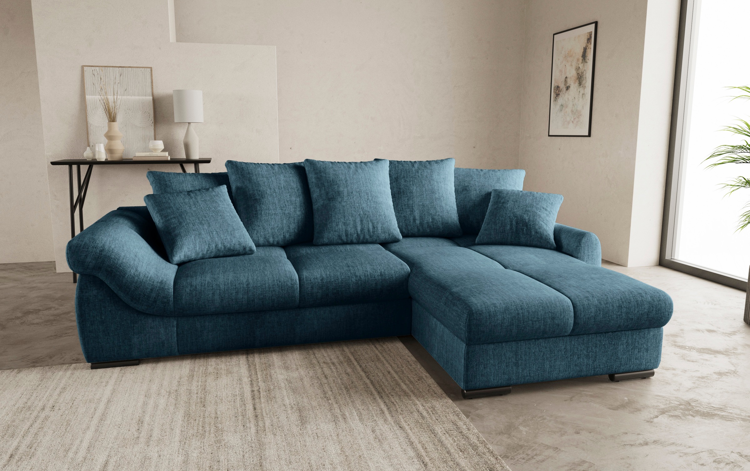 Mr. Couch Ecksofa »Livorno L-Form«, inkl. Hochschläfer-Bettauszug, XL-Bettkasten weiß beschichtet