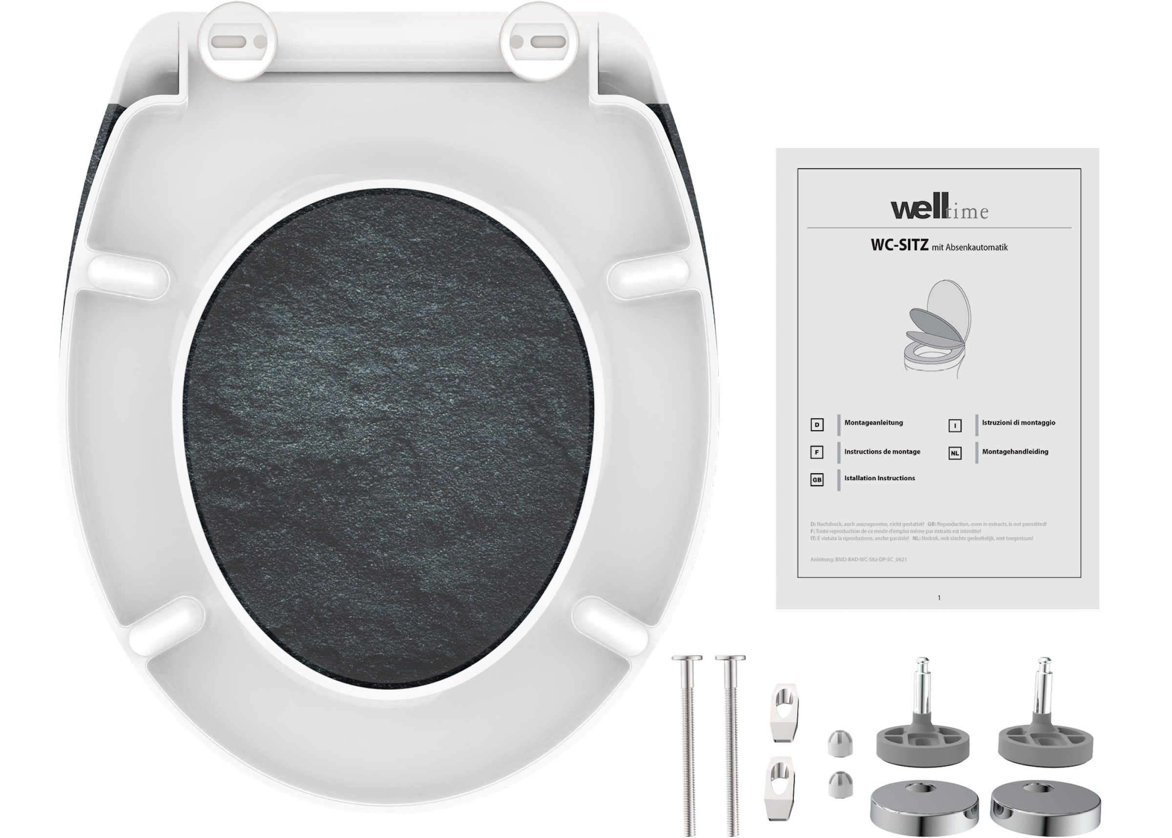 welltime WC-Sitz »»CONCRETE««, Mit Absenkautomatik & Schnellverschluss