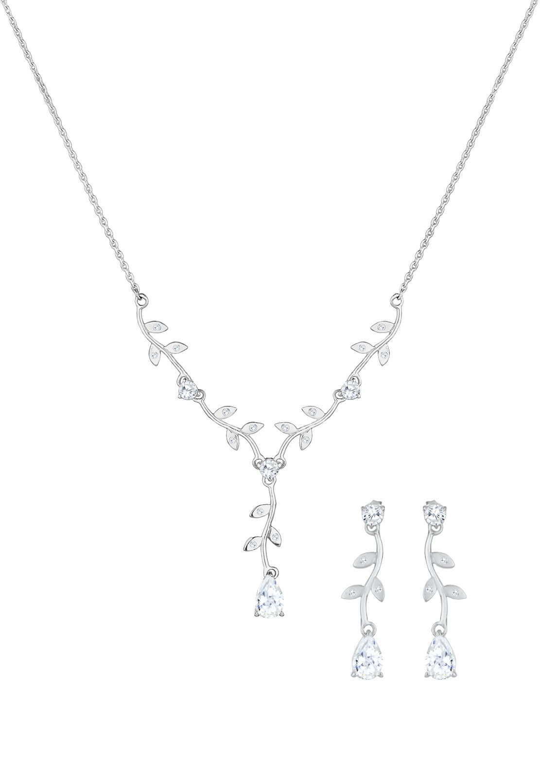 Elli Schmuckset »Blumenranke Zirkonia 925 Sterling Silber« ()