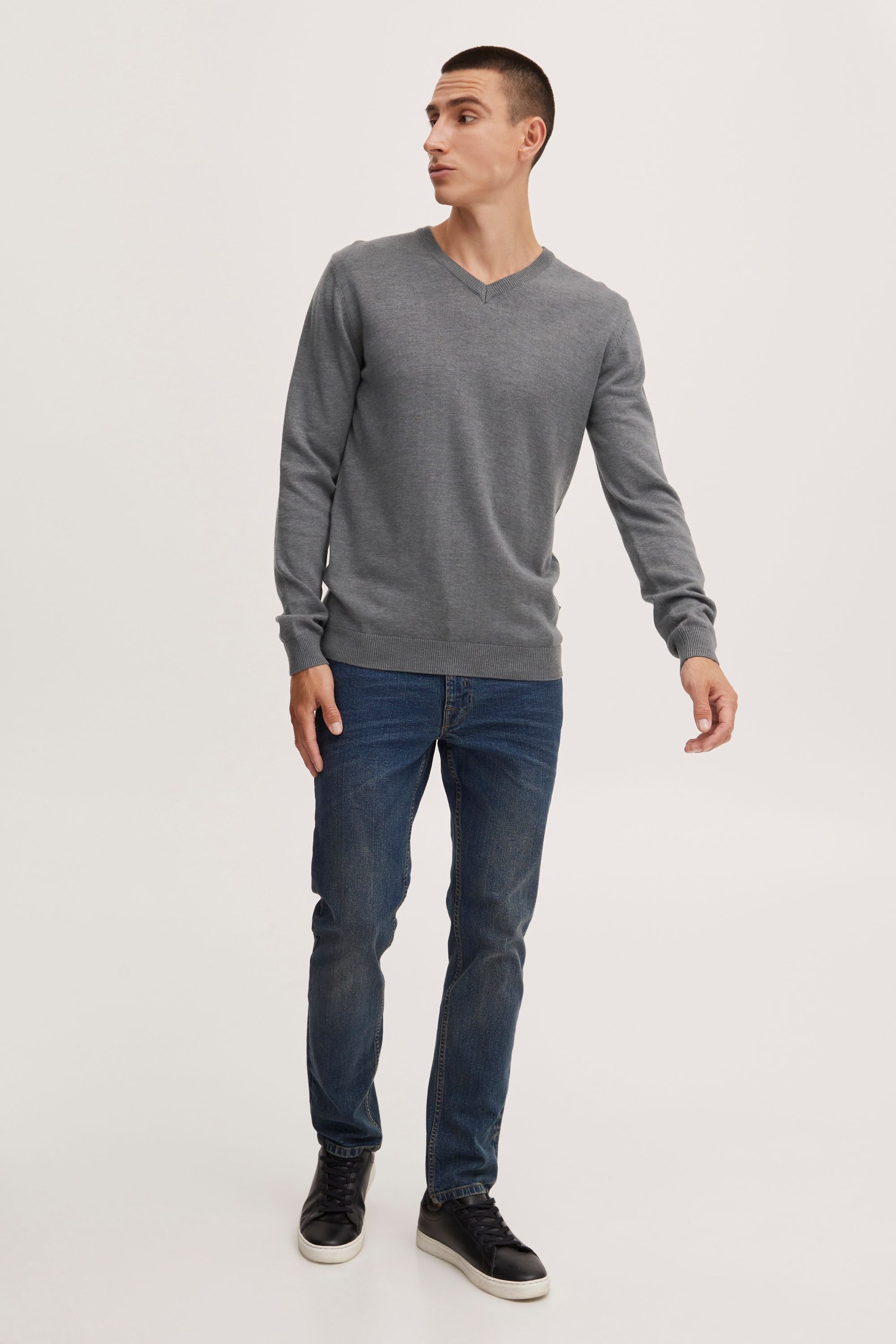 !solid Strickfleece-Pullover SOLID "Strickpullover SDAlegre", Jungen, Gr. M, grau (gray melange), Obermaterial: 100% Baumwolle CO., Pullover 2