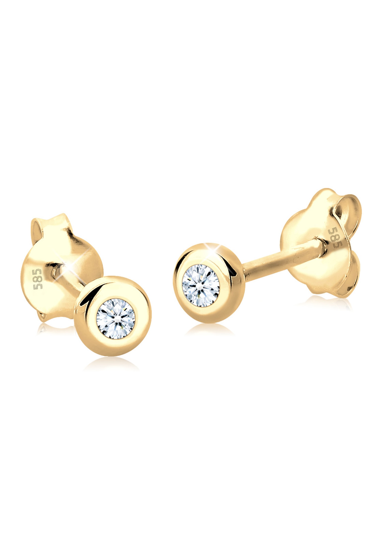 Elli DIAMONDS Paar Ohrstecker »Basic Elegant Klassisch Diamant 585 Gelbgold«