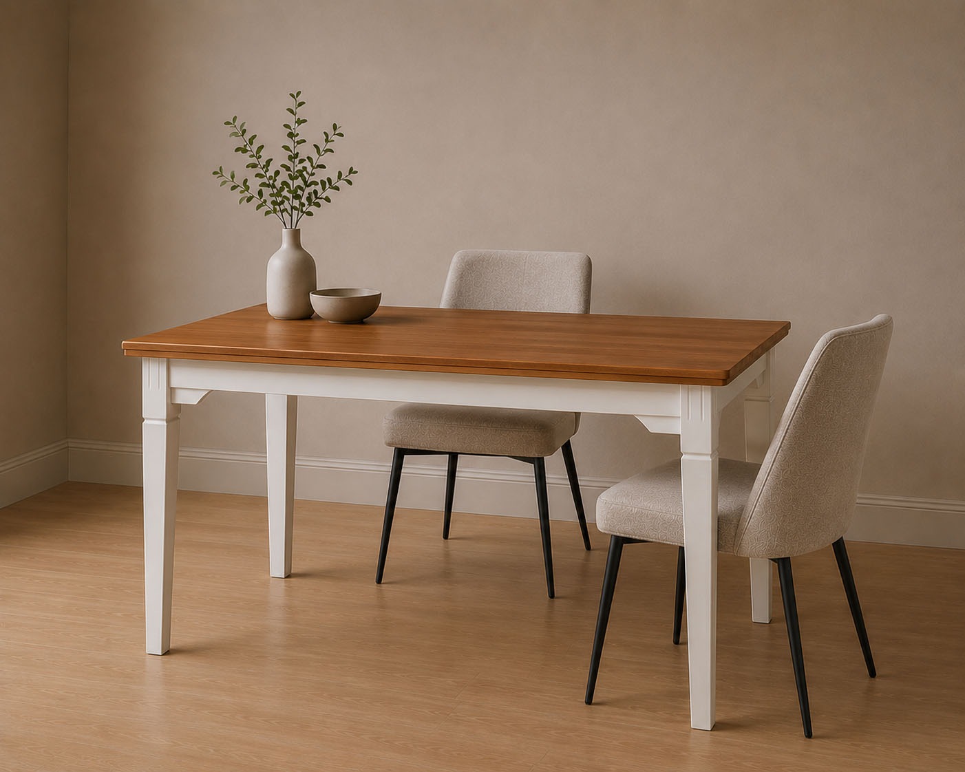 Inter Link "Halmaro aus massiver Kiefer, weiss/grau lackiert, 160 x 90 x 76,5 cm" 1 Stk. tlg. Esszimmertisch im Landhausstil, in 2 Farbvarianten