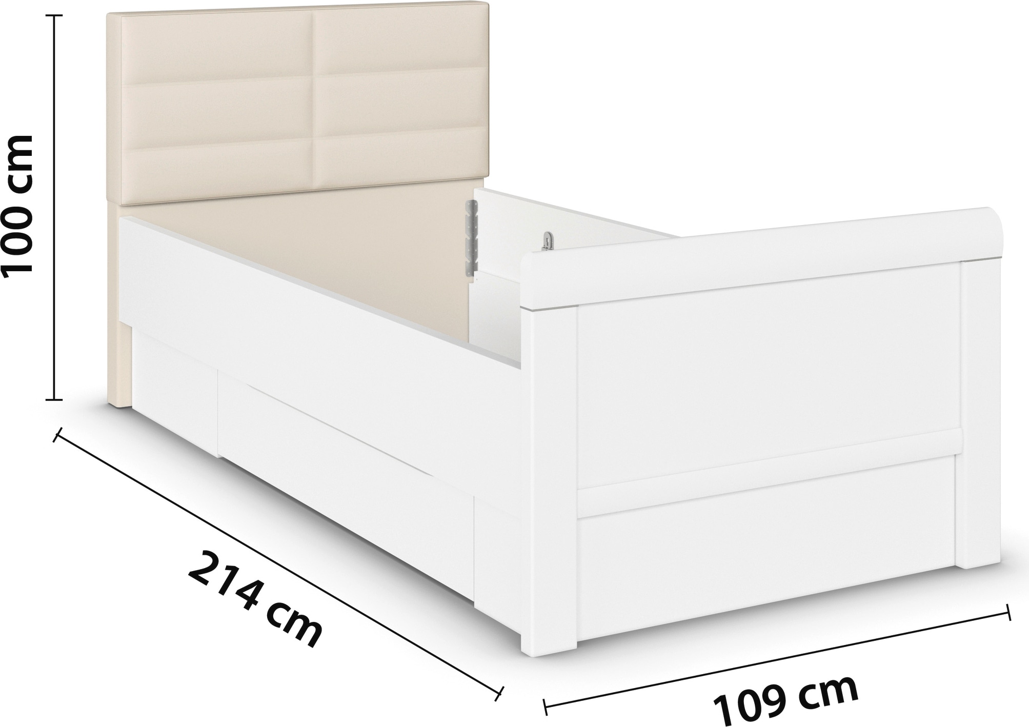rauch Stauraumbett »Bett Einzelbett Stollenbett Bettkästen EVELYN«, in Komforthöhe mit Polsterkopfteil sowie Schubladen MADE IN GERMANY