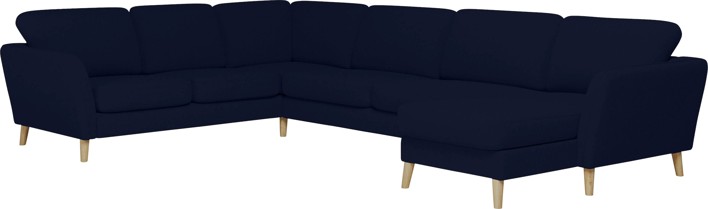 Home affaire Wohnlandschaft »MARSEILLE XXL 349cm, U-Form, Ottomane rechts/links wählbar«, Massivholzbeine aus Eiche, In verschieden Bezügen und Farbvarianten