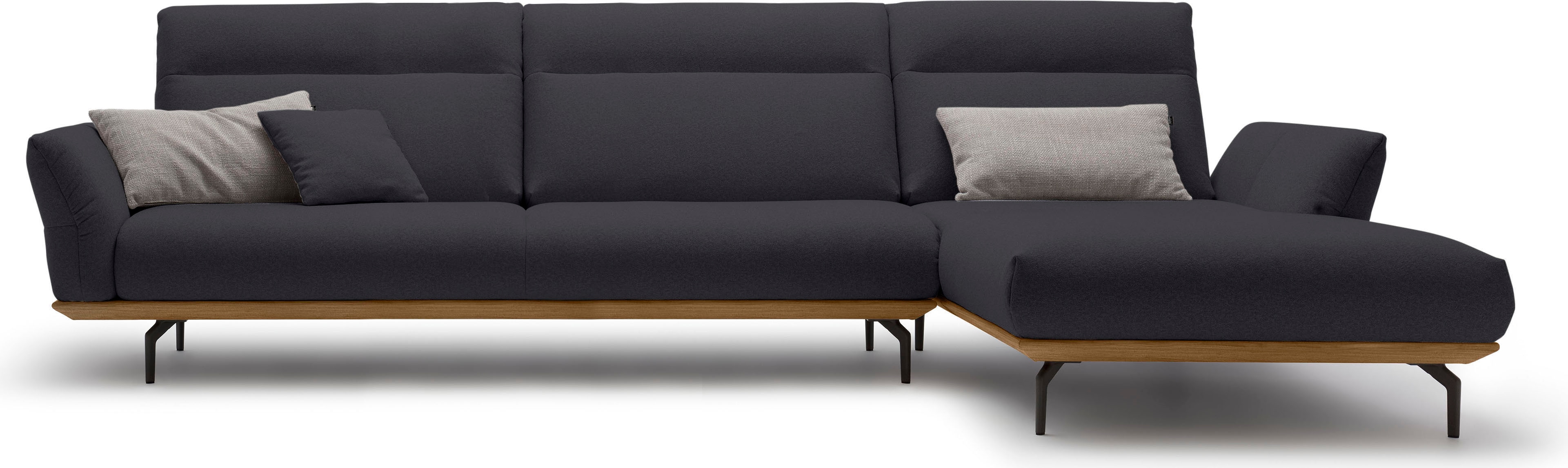 Creation BY ROLF BENZ Ecksofa "CR.460 Designsofa mit erstklassigem Sitzkomfort" Sockel in Nussbaum, Winkelfüße in Umbragrau, Breite 338 cm
