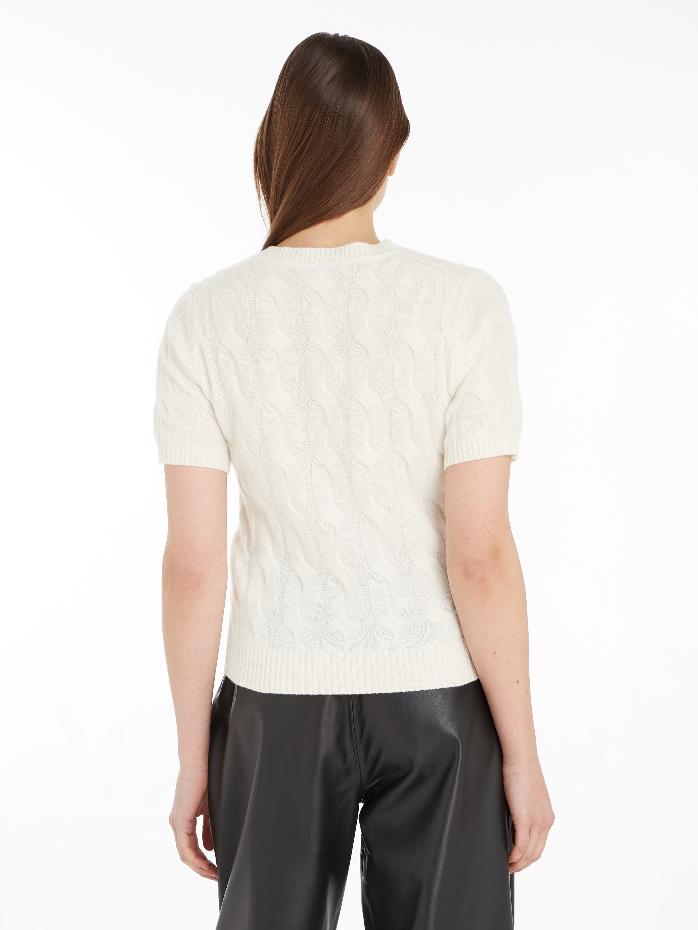Tommy Hilfiger Strickpullover »SOFT WOOL CABLE SS HENLEY«, mit Zopfmuster, Henley