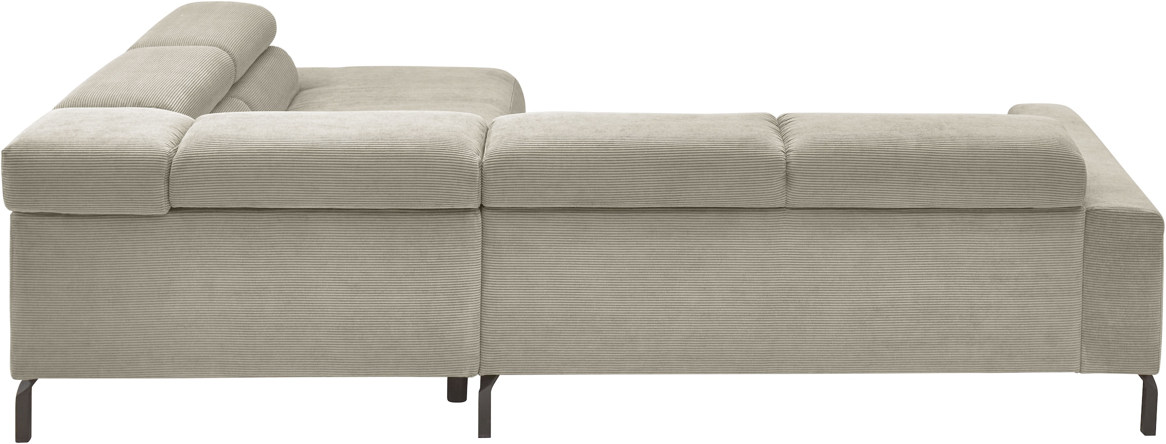 Places of Style Ecksofa »Antonelli, L-Form, inkl. Kopfteilverstellung, Breite 276 cm«, ohne Sitztiefenverstellung, in Feincord, sand