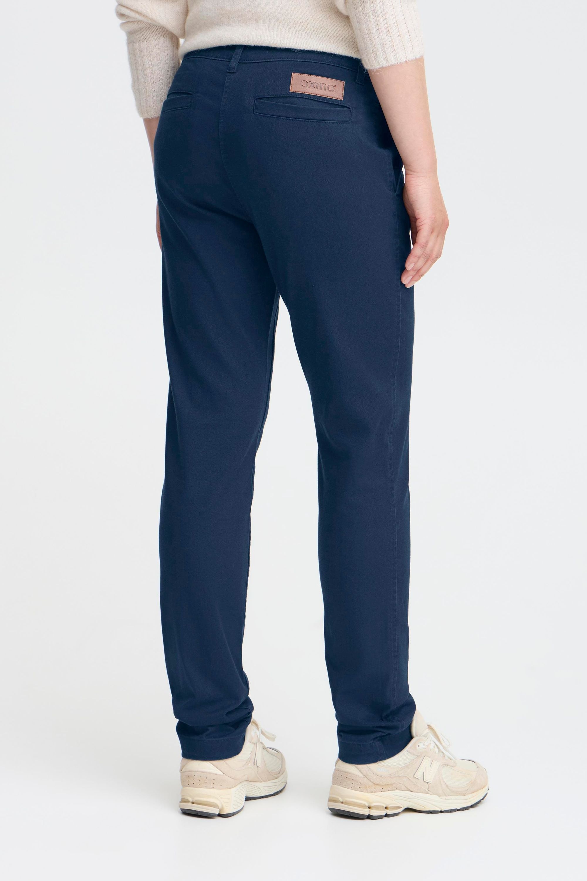Chinohose OXMO "Chinohose OXIBEN", Damen, Gr. 34, Länge 30, blau (marineblaus), Obermaterial: 98% Baumwolle CO. 2% Elasthan EL., Hosen Chinohose 3