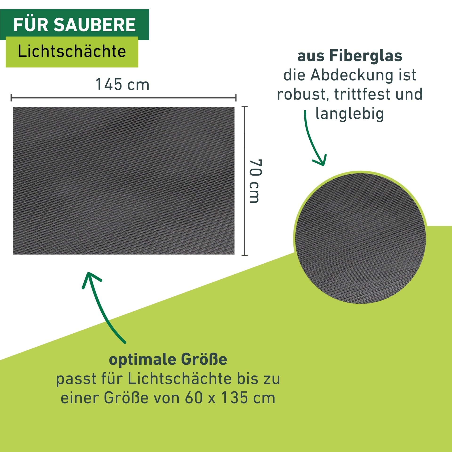 Windhager Lichtschachtabdeckung »zuverlässiger Schutz vor Laub, Ungeziefer, Kellerschacht Schutzgitter« 1 Stk. tlg. individuell kürzbar, erhältlich in Alu-, Edelstahl-, Fiberglasgewebe