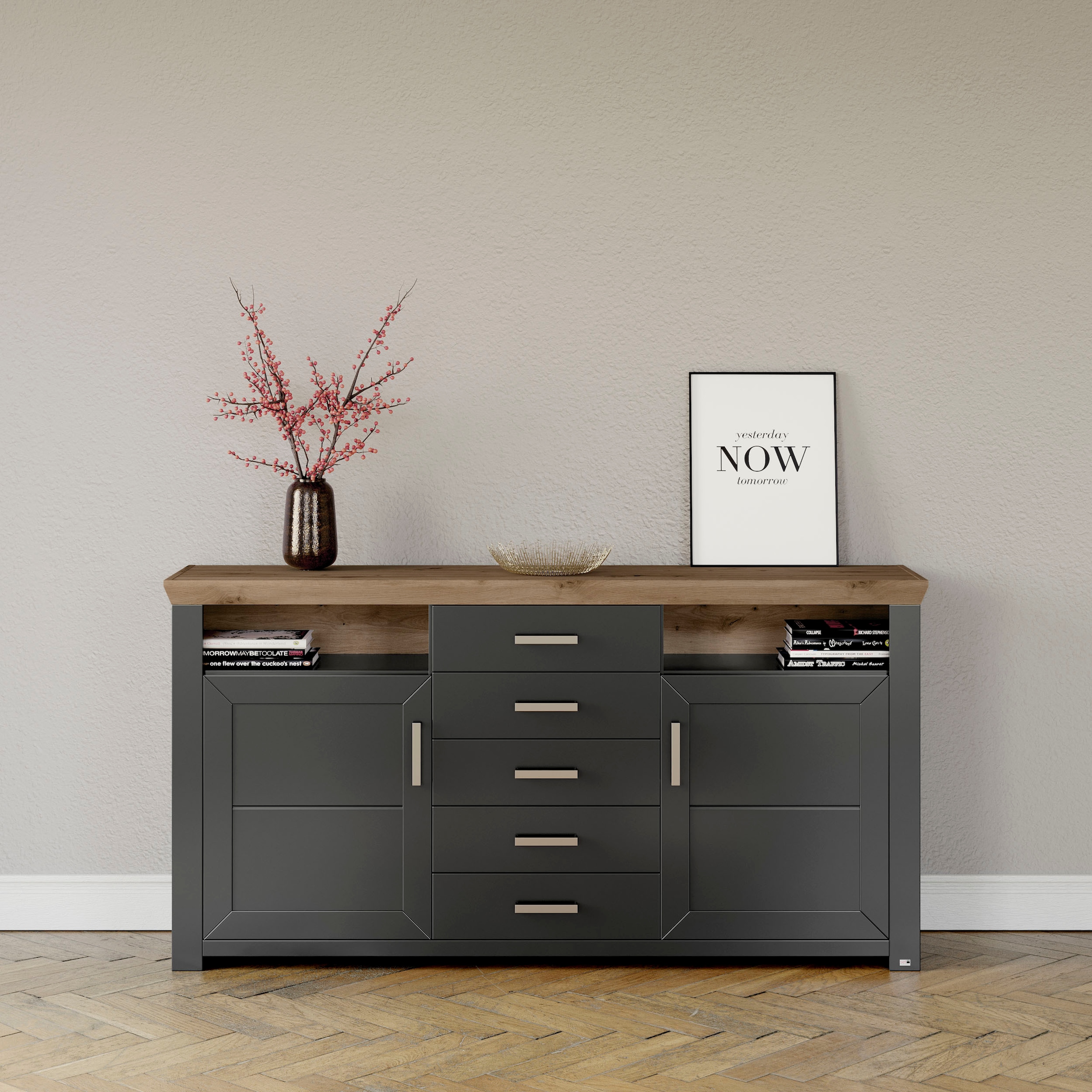 set one by Musterring Sideboard »York«, Typ 55, mit viel Stauraum, im Landhaus-Stil, B 184 x H 95 cm