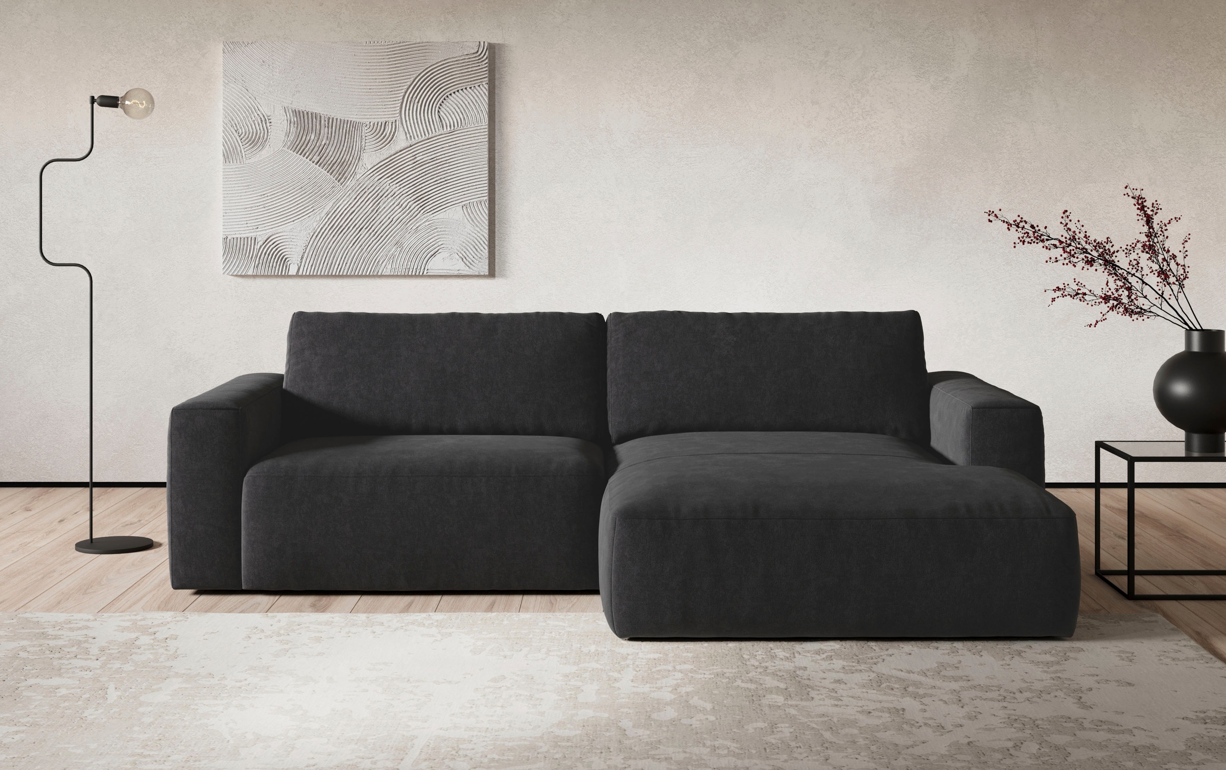 COTTA Ecksofa "Lasso L-Form, B: 288 cm, XL Sofa, Top Modern" XL Recamiere B:114 cm, bequeme Wellenunterfederung, viele Stoffe