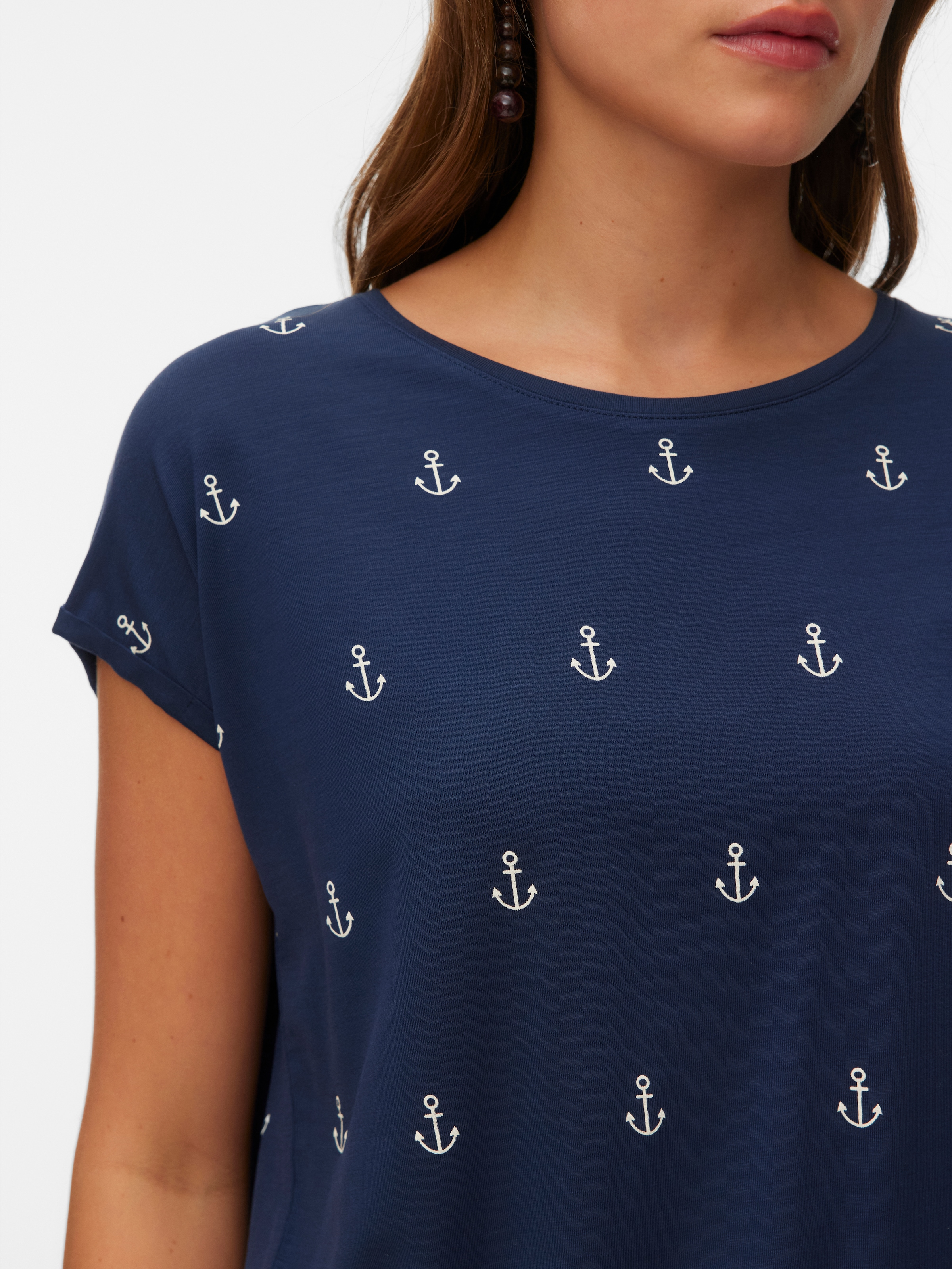 Vero Moda Kurzarmshirt »VMAVA SS TOP MULTI AOP NOOS« Materialmix, regular fit