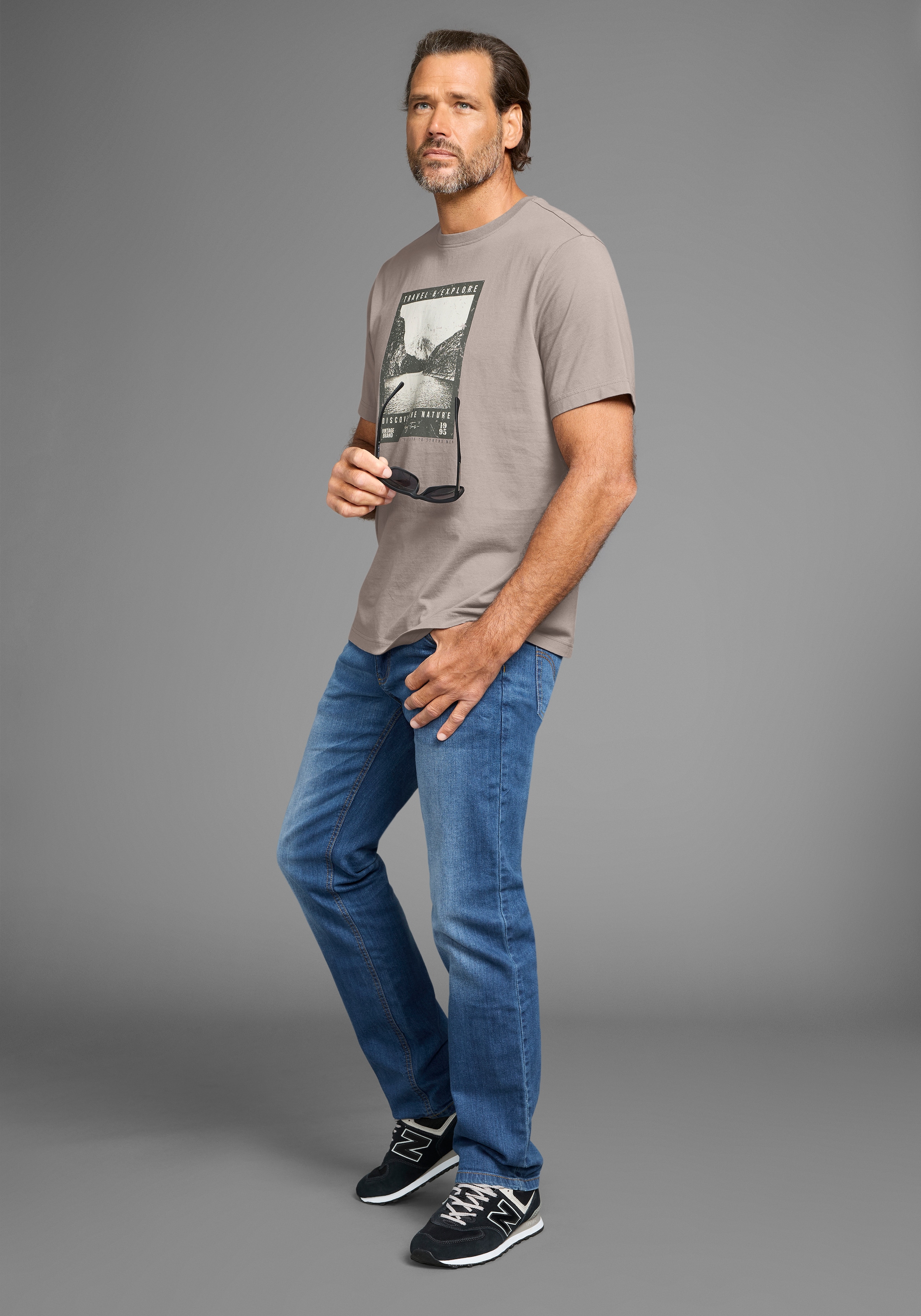 Man's World Print-Shirt, mit modisch-landschaftlichen Druck
