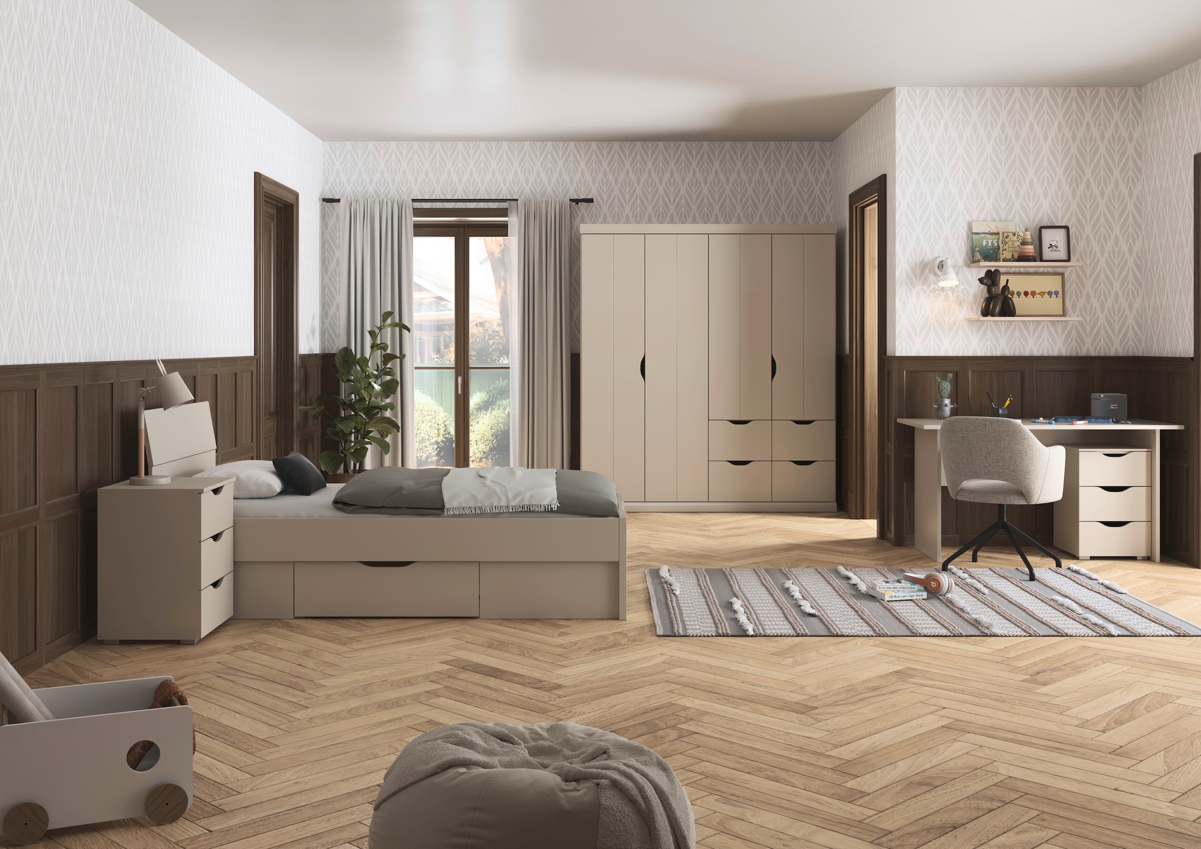 rauch Jugendzimmer-Set »Marlene«, (Set, 4 tlg., in 3 verschiedenen Ausstattungen BASIC/CLASSIC/PREMIUM), erhältlich in verschiedenen Bett- und Schrank-Breiten MADE IN GERMANY