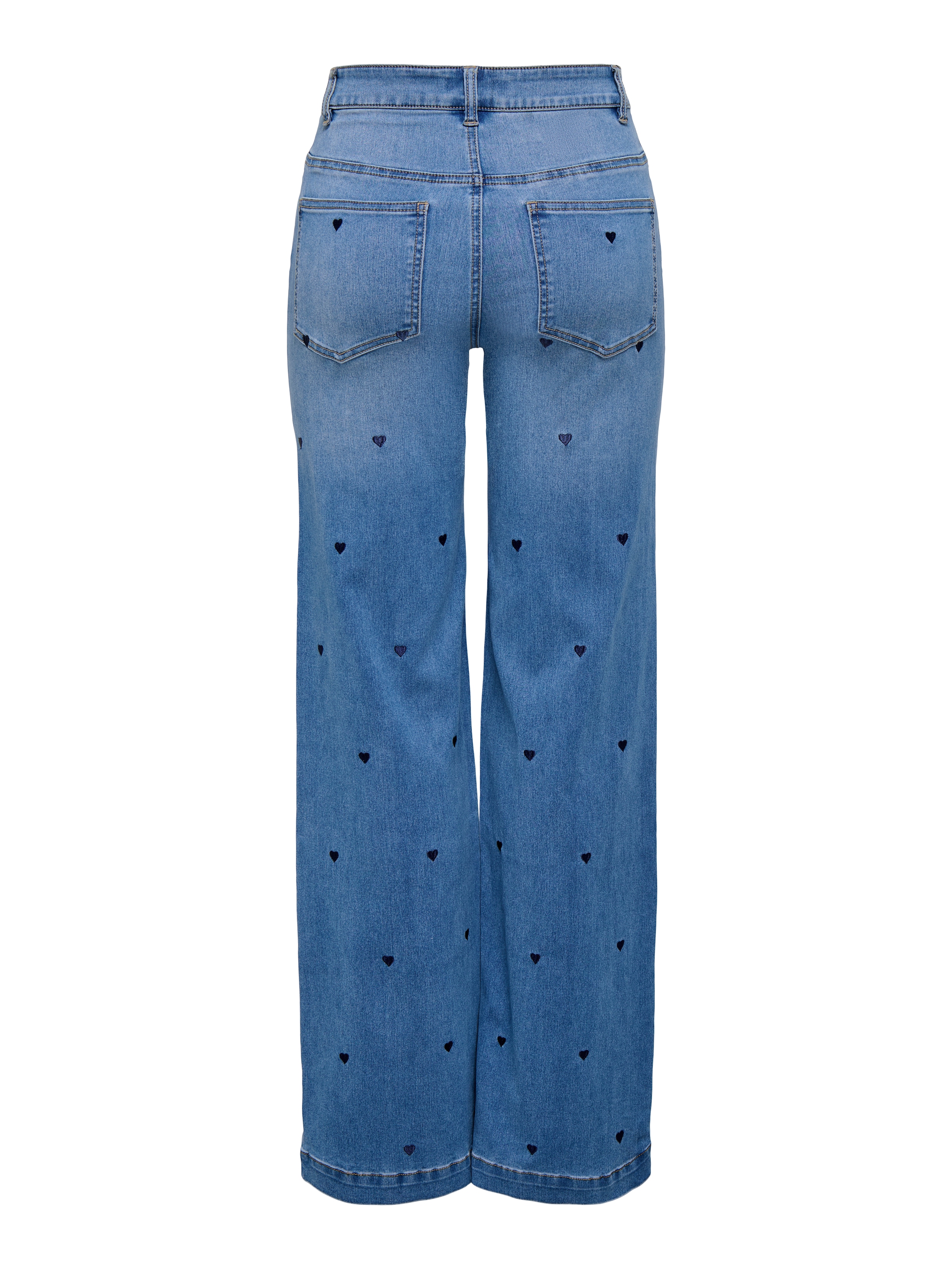ONLY High-waist-Jeans »ONLMADISON-ROYAL HEART HW WIDE DNM GUA« Materialmix, wide fit, high waist, allover Stickerei