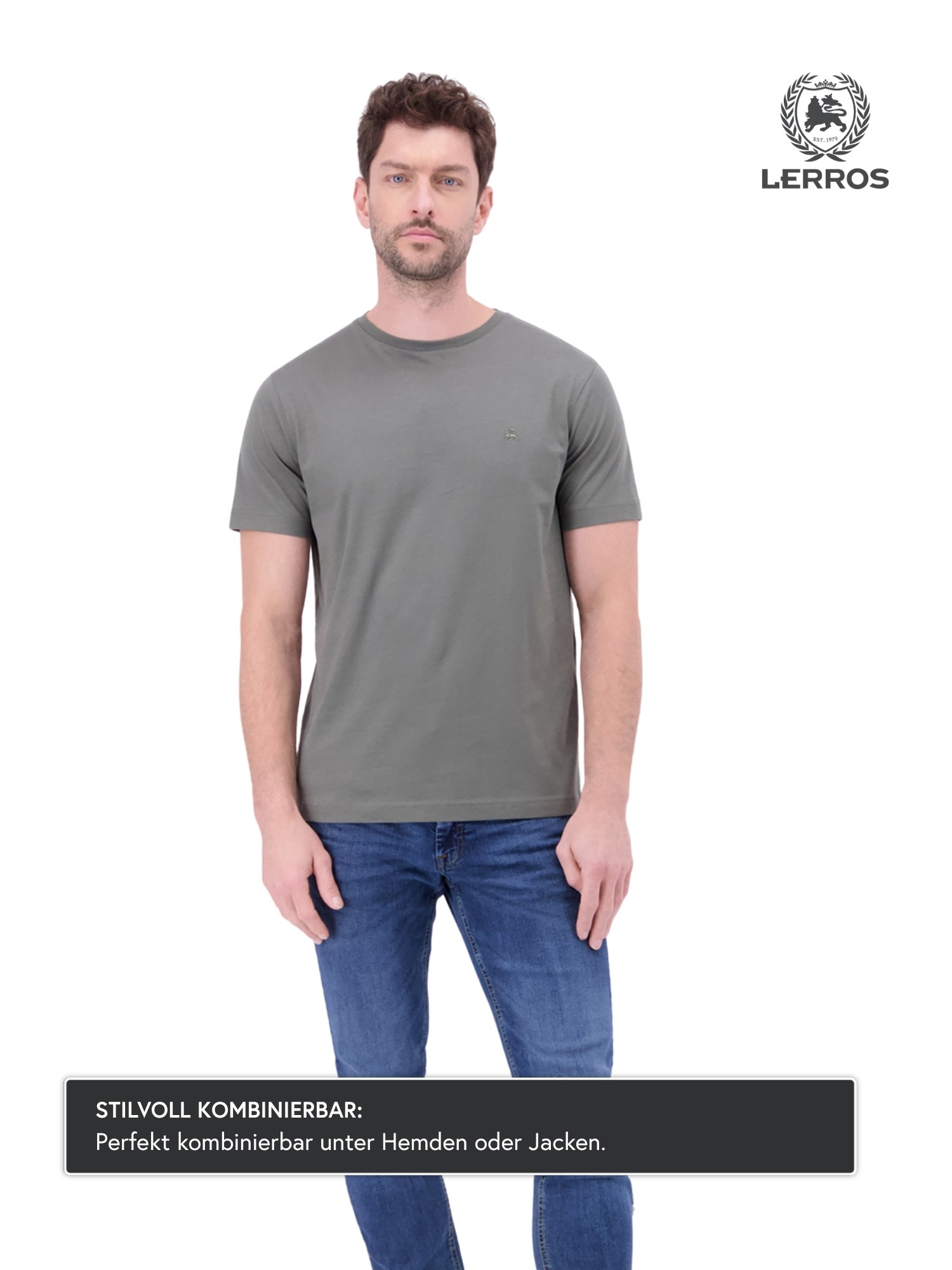 LERROS T-Shirt »T-Shirt mit Rundhalsausschnitt« Herren Shirt aus 100% Baumwolle, einfarbig, Jersey-Qualität