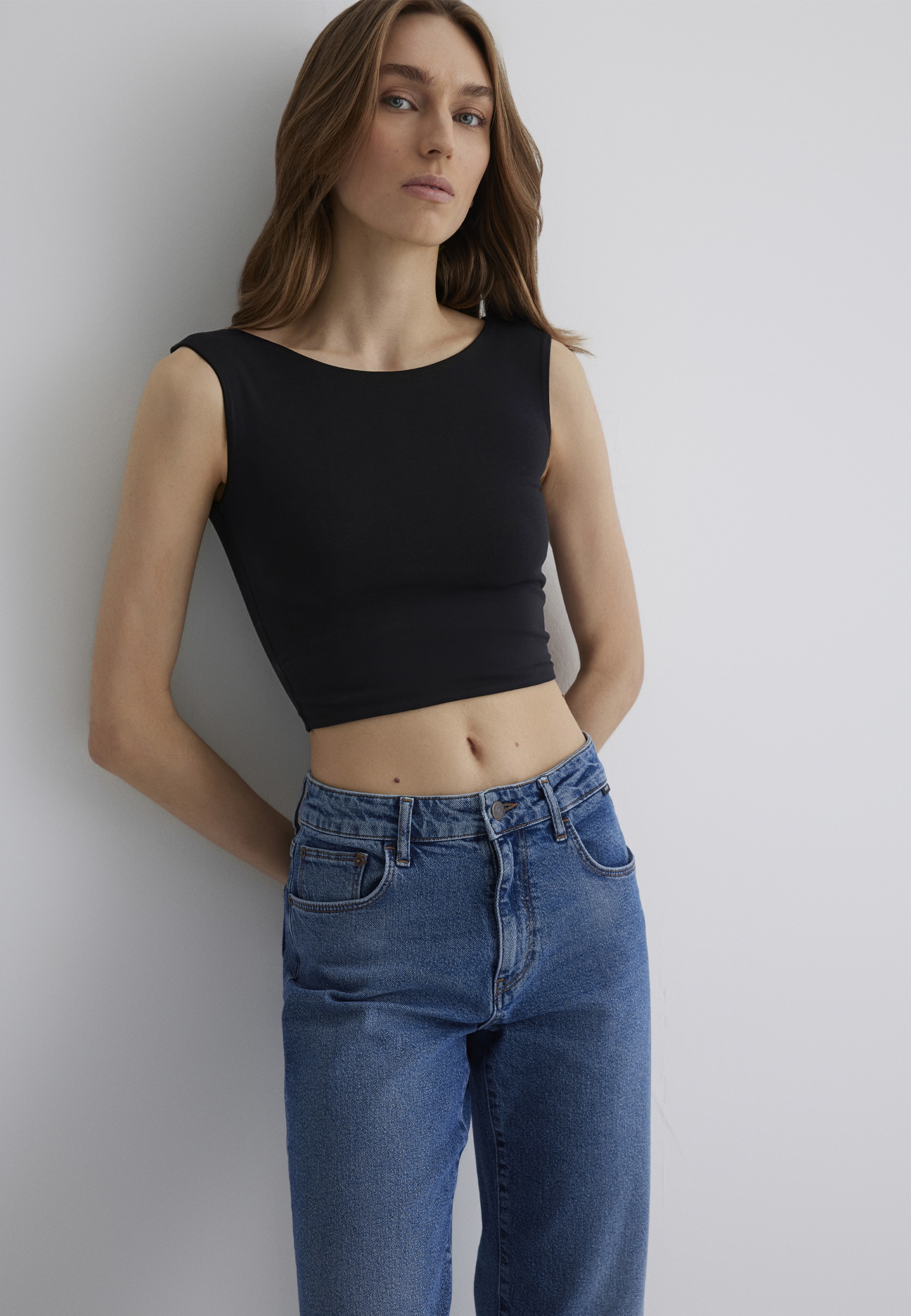 Mavi Rundhalsshirt "NONSLEEVE CROP JERSEY", Top Cropped günstig online kaufen