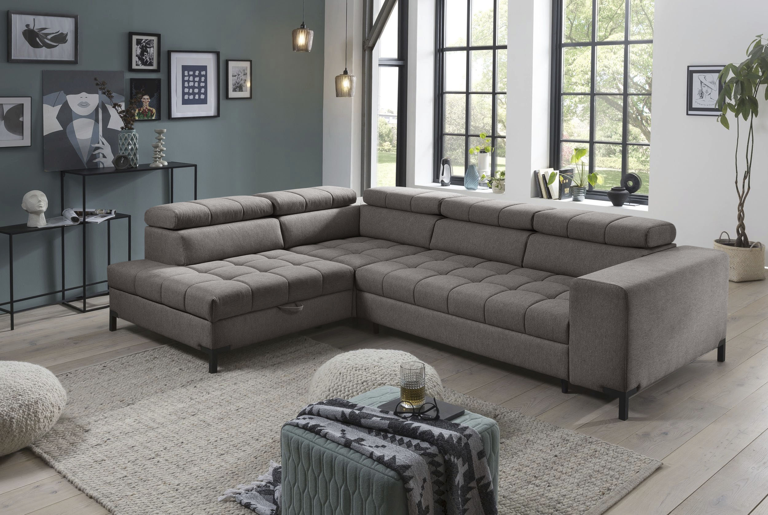 exxpo - sofa fashion Ecksofa "Bocco, hochwertige Verarbeitung, toller Sitzkomfort, bequem, L-Form" mit Bettfunktion & Bettkasten, Luxus-Microfaser +Simply Clean