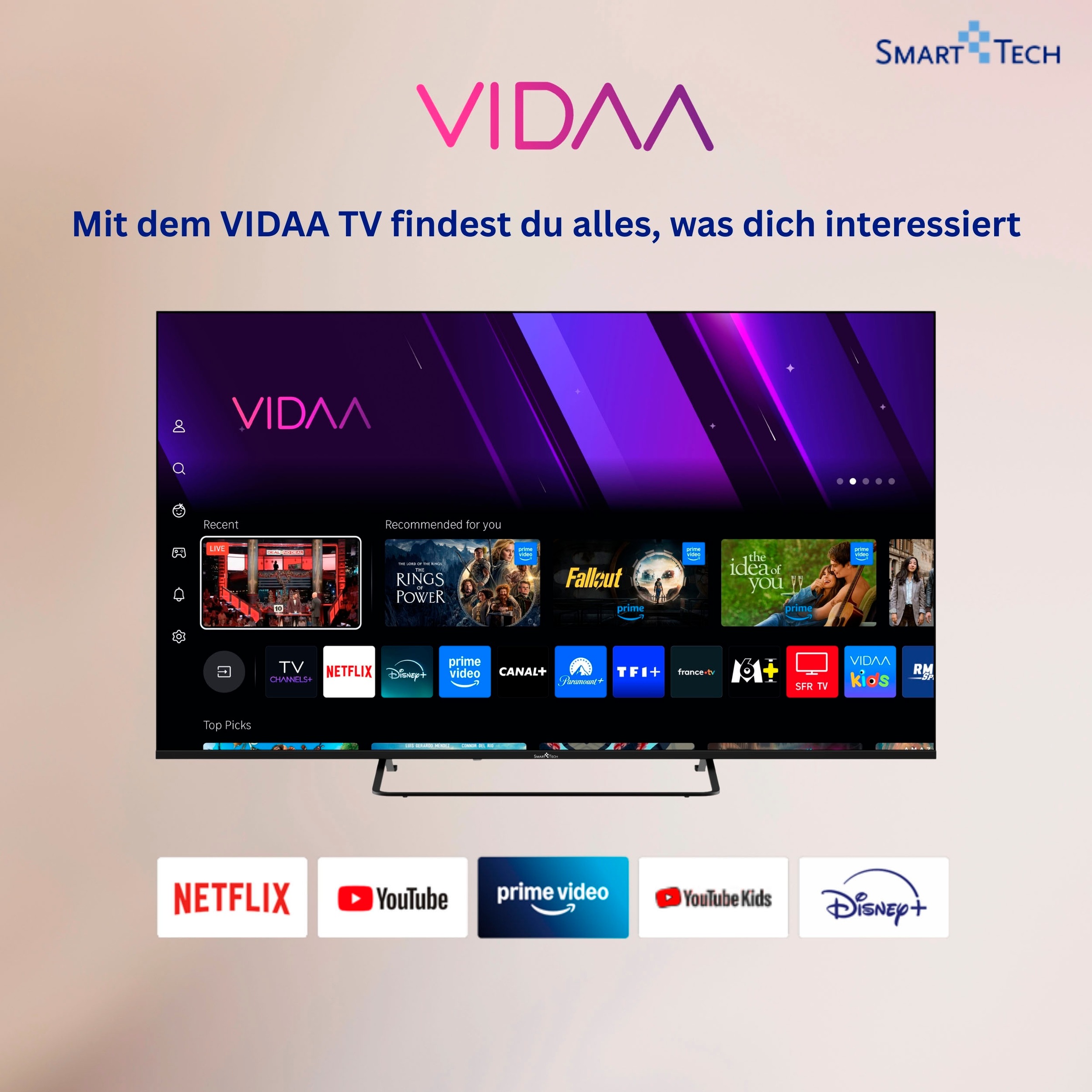 Smart Tech QLED-Fernseher »55QV02K« 139 cm/55 ″ Smart-TV