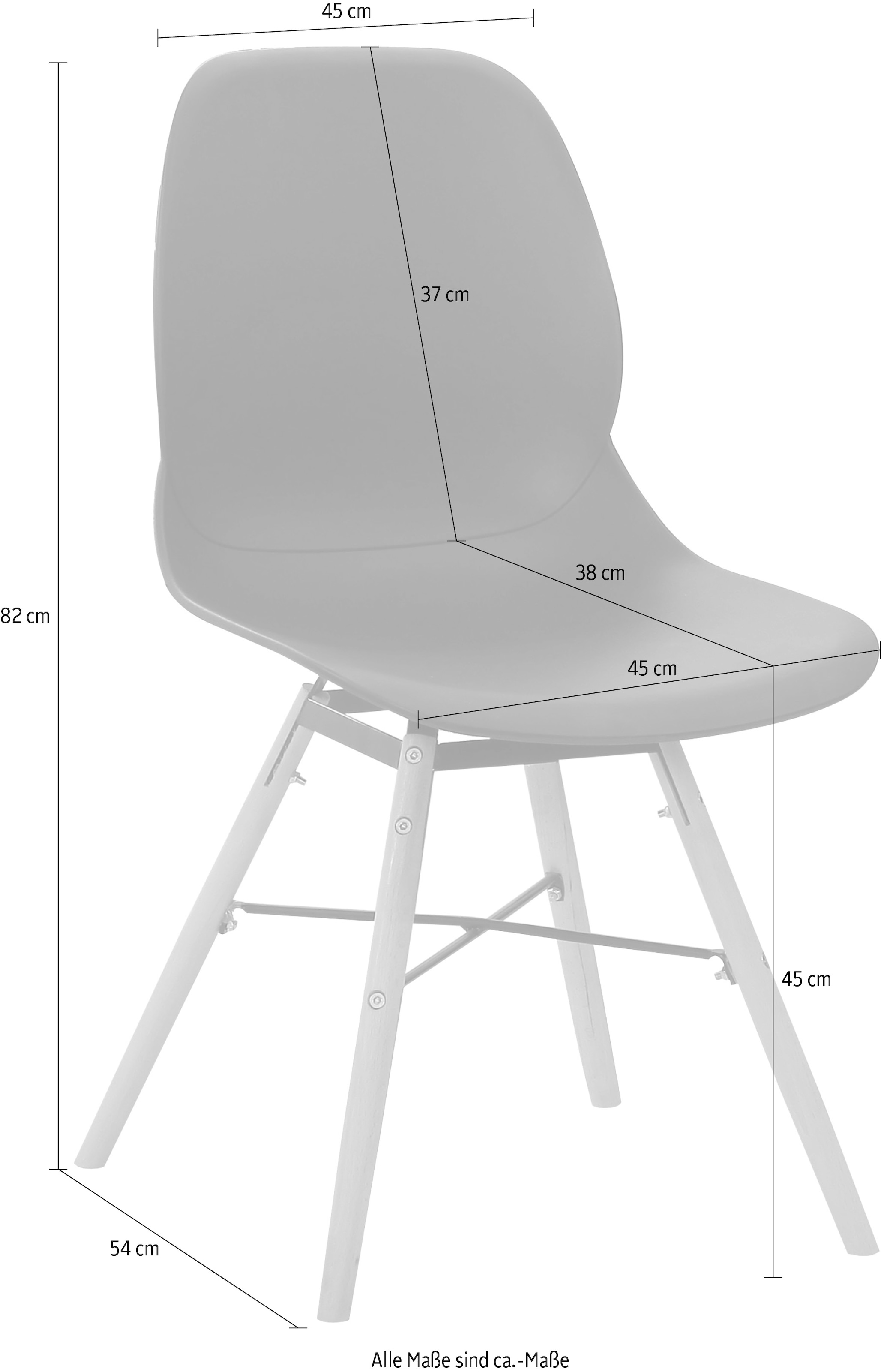 Kayoom 4-Fußstuhl »Stuhl Amy 110 2er-Set, praktisches Set, bequemer Kunststoffstuhl«, (Set), 2 St., pflegeleicht, abwaschbar, in einem Stück spritzgegossene Sitzfläche
