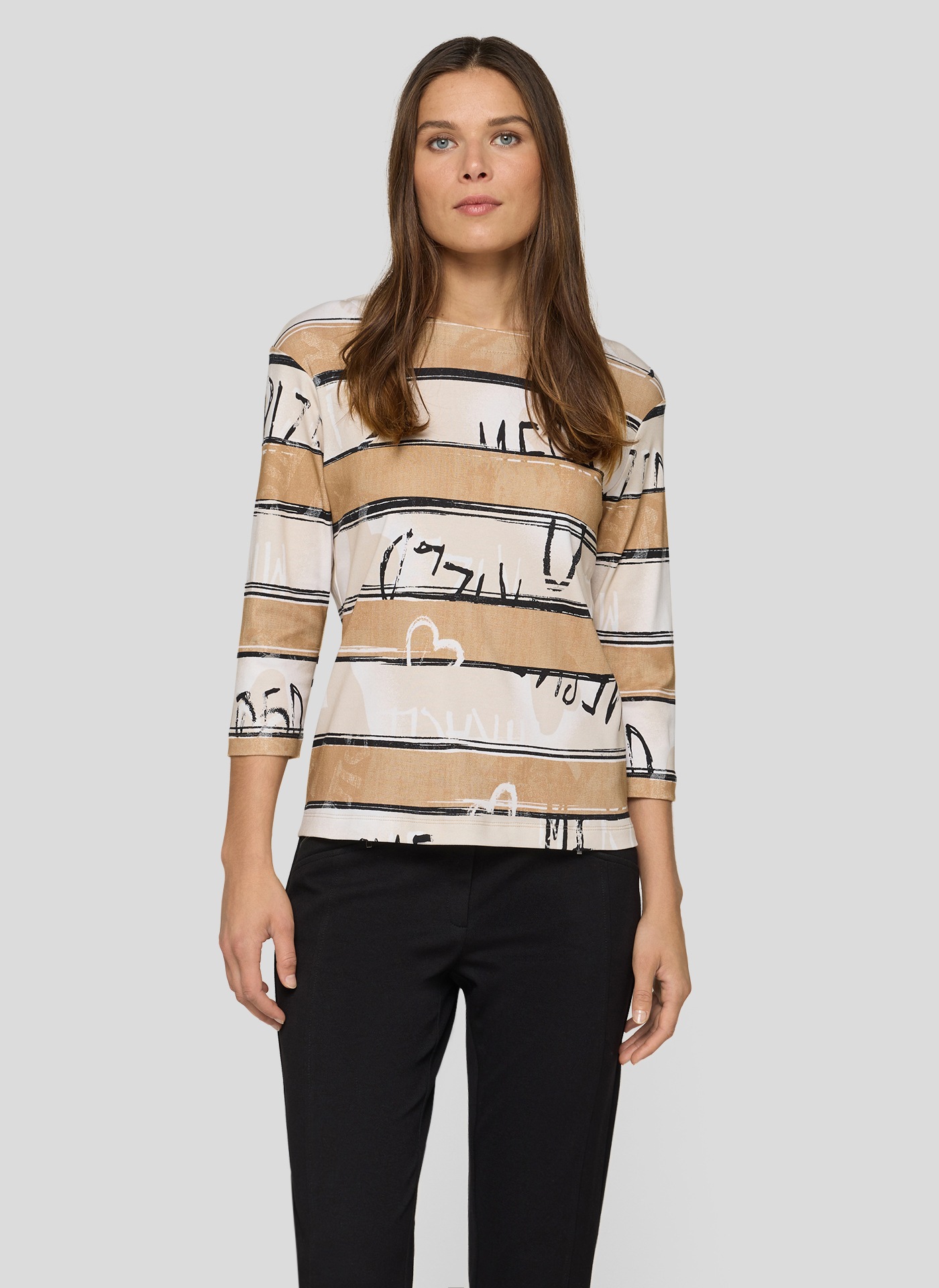 Rabe 3/4-Arm-Shirt mit All-Over Schriftzüge günstig online kaufen