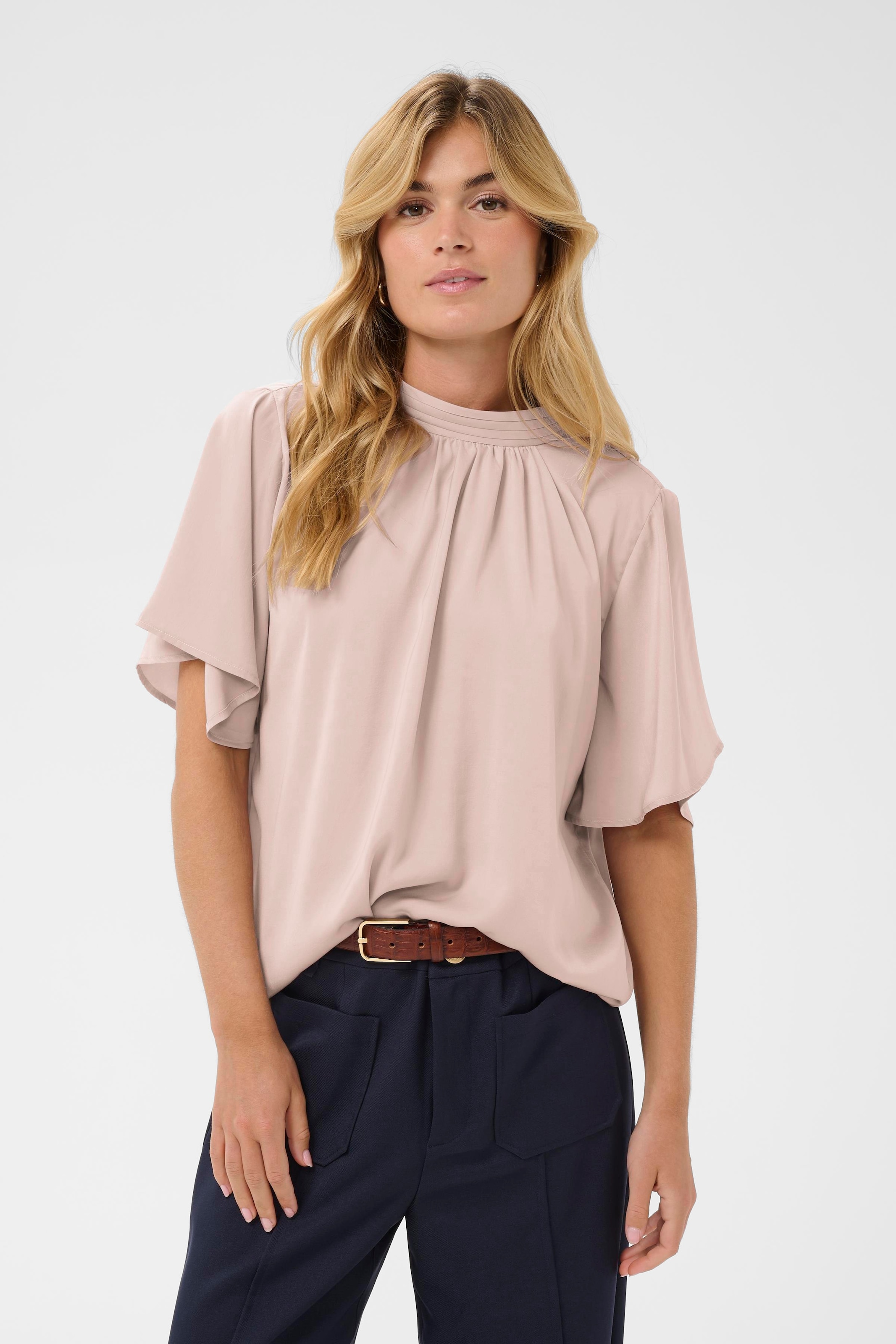 Saint Tropez Kurzarmbluse »AileenSZ Flared Blouse« Kunstfaser, Regular fit