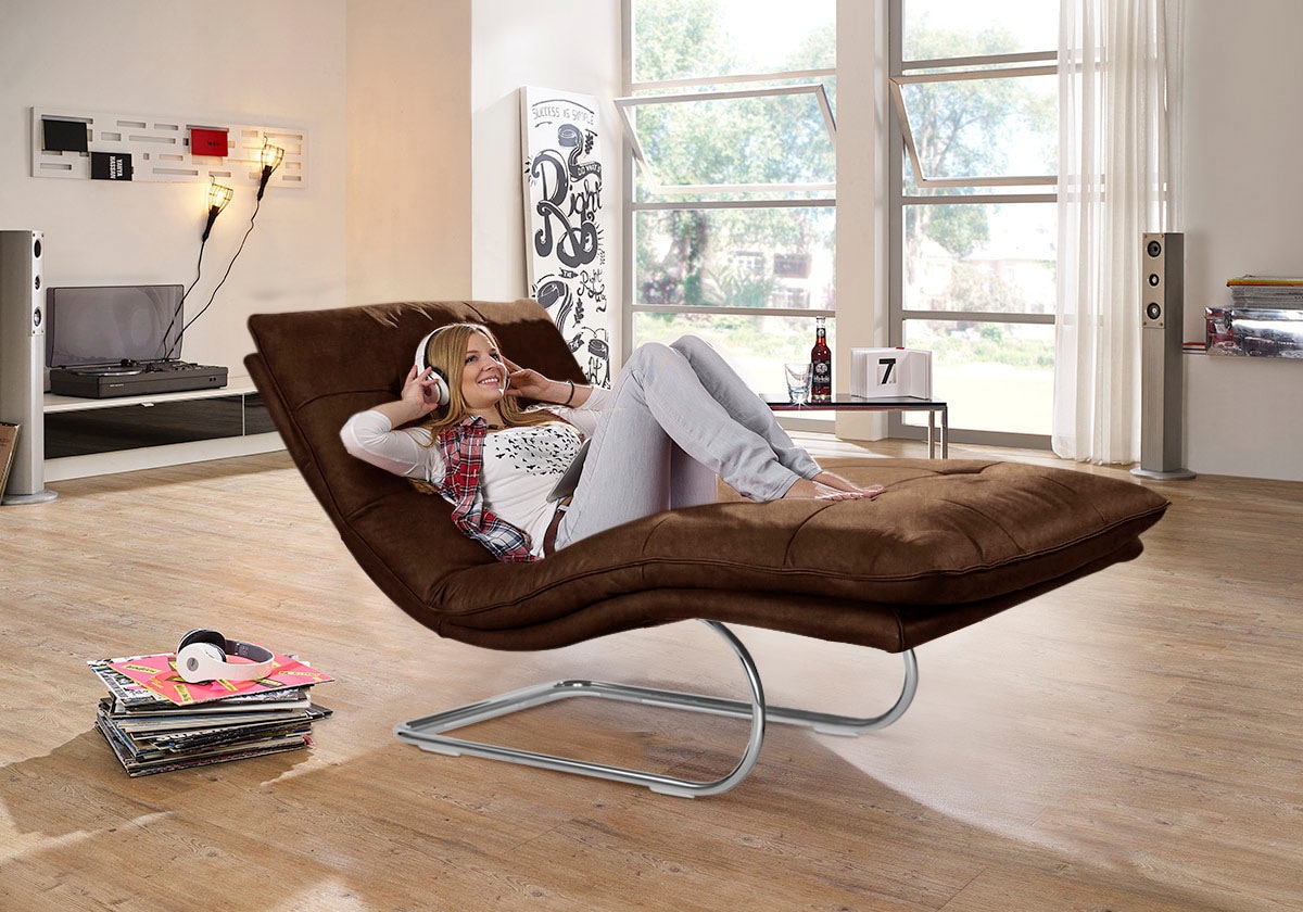 W.SCHILLIG Relaxliege "daily dreams" in Waffelkissen-Optik, wahlweise mit Motor, Freischwingergestell
