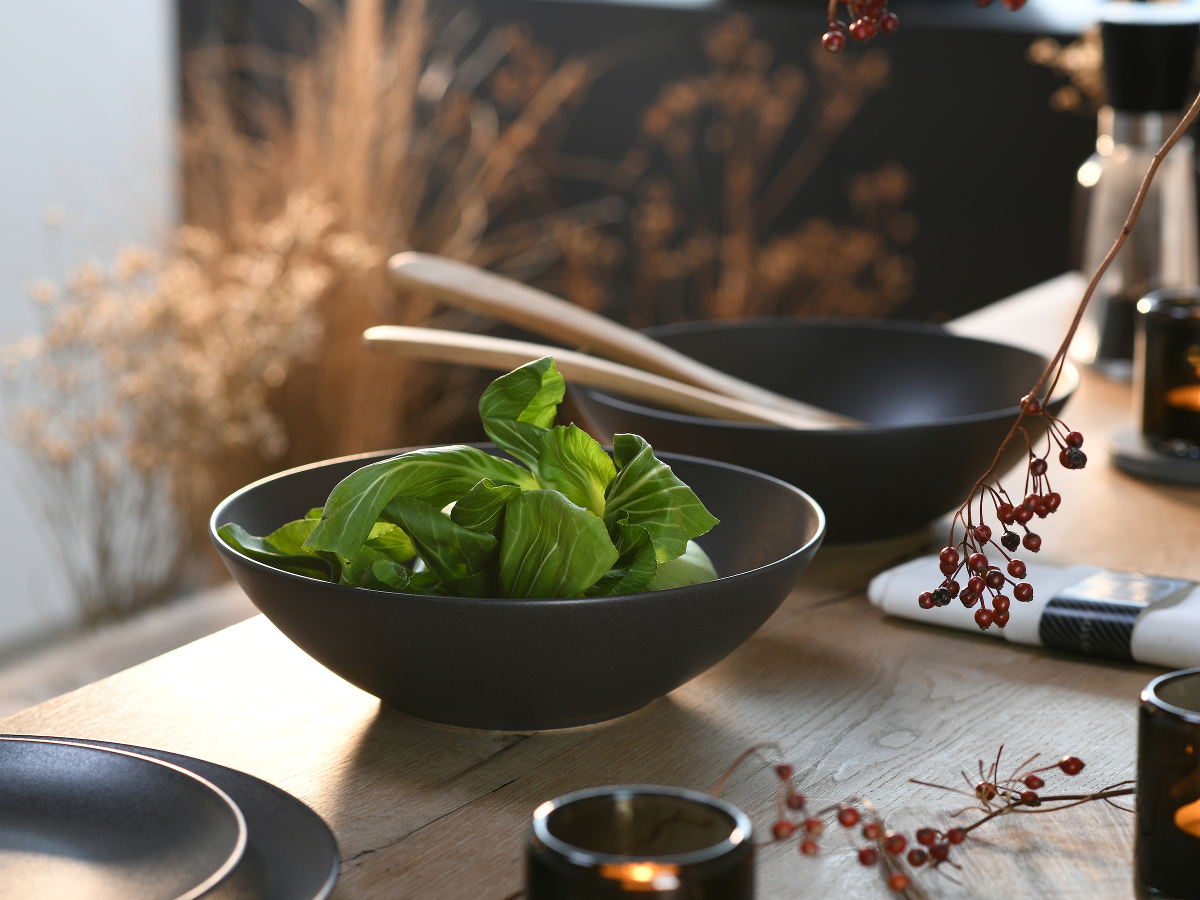 CreaTable Salatschüssel »Soft Touch Black« 2 Stk. aus Steinzeug Ø 24 cm