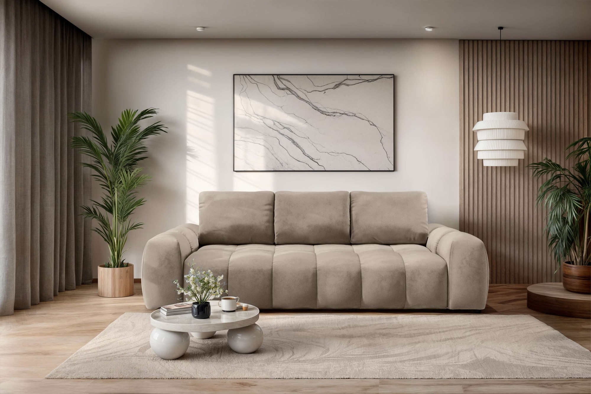 3-Sitzer OTTO HOME, B:253cm H:87,5cm T:113cmtaupe, 100% Polyester, Sofas, "AZITA optionale Schlafsofa mit Bettkasten, Breite 253cm", Sofa mit