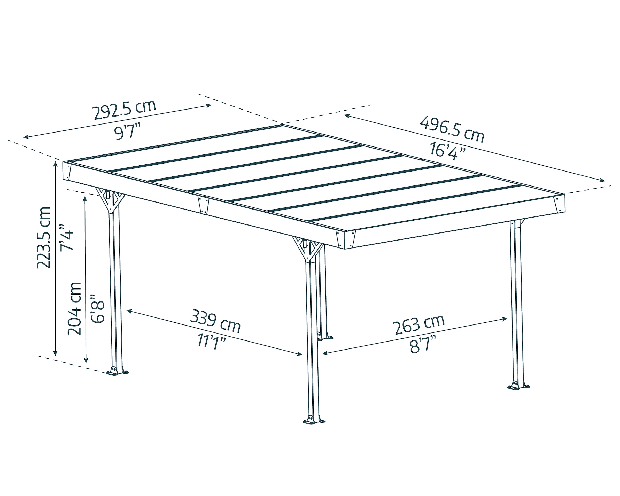 Palram - Canopia Einzelcarport »Palma 5000«, 263 cm, Grau, inkl. Regenrinnen und Bodenverankerungen
