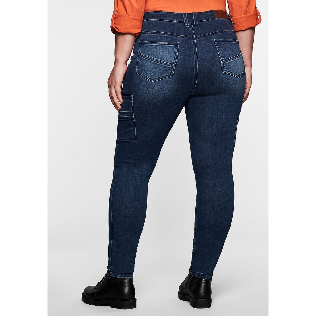 Damenmode Jeans Sheego Stretch-Jeans »sheego Jeans«, im Cargo-Stil, aus Powerstretch dark-blue-denim
