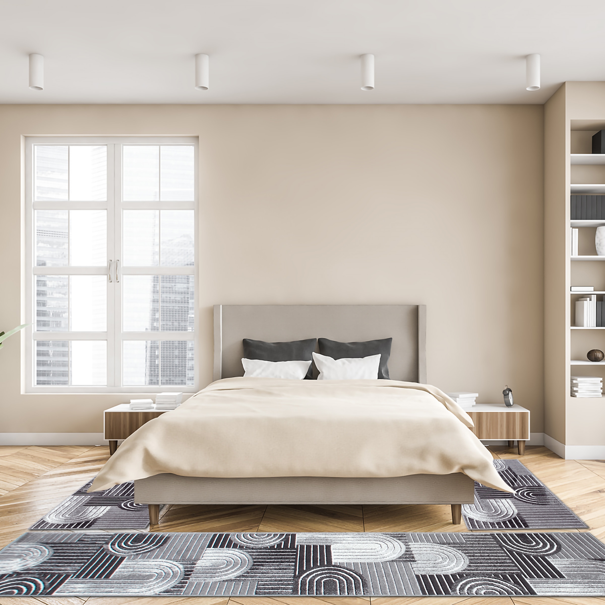 OTTO home Bettumrandung »Lyssandra« Höhe 8 mm 3 tlg. tlg. 3D-Effekt, softer Kurzflor, pflegeleicht, leichter Glanz, Scandi-Look