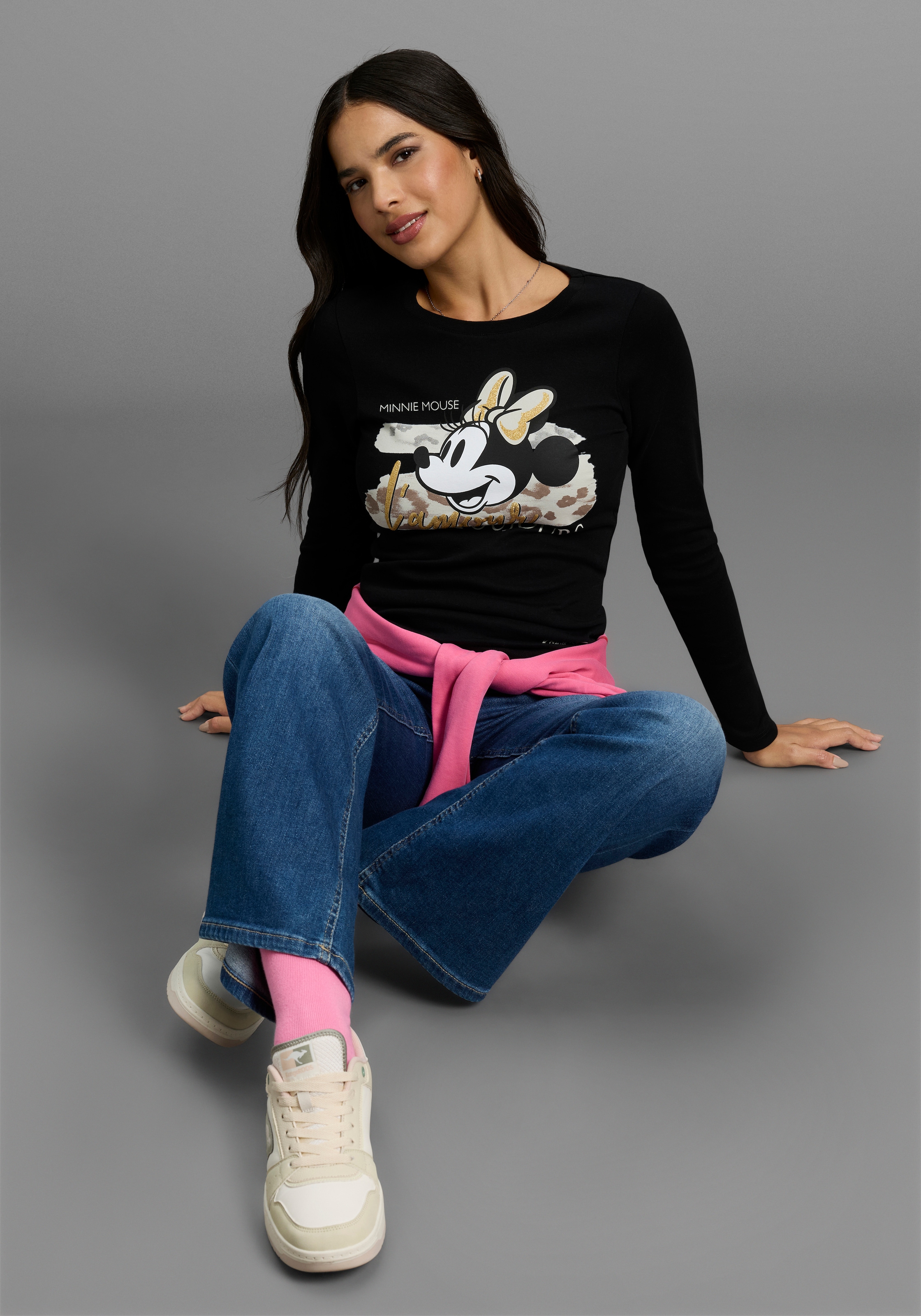 KangaROOS Langarmshirt, mit süßem Minnie-Mouse Print