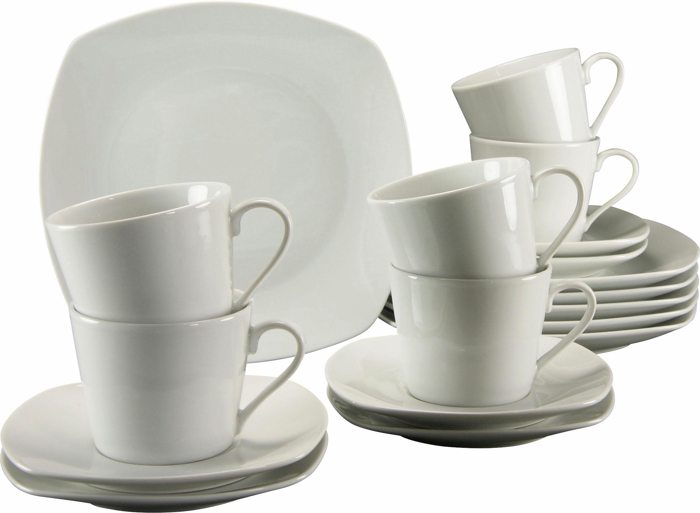 CreaTable Kaffeeservice »Geschirr-Set Amelie«, (Set, 18 tlg., Kaffeegeschirr für 6 Personen), Service, weiß, 18 Teile, für 6 Personen