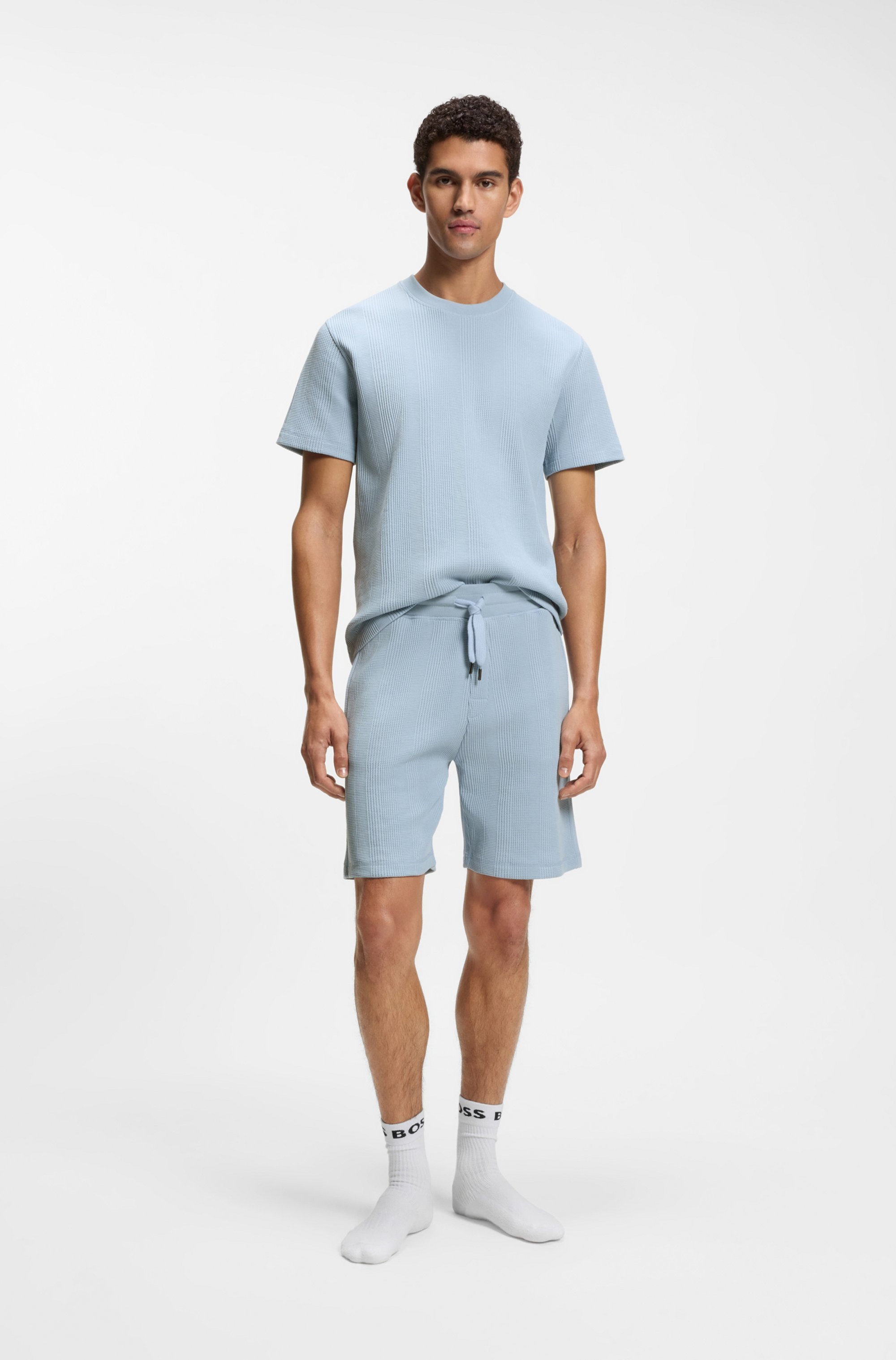 BOSS Sweatshorts »Sweatshorts Structure Sho«  kurze Hose mit Strickeinsätzen