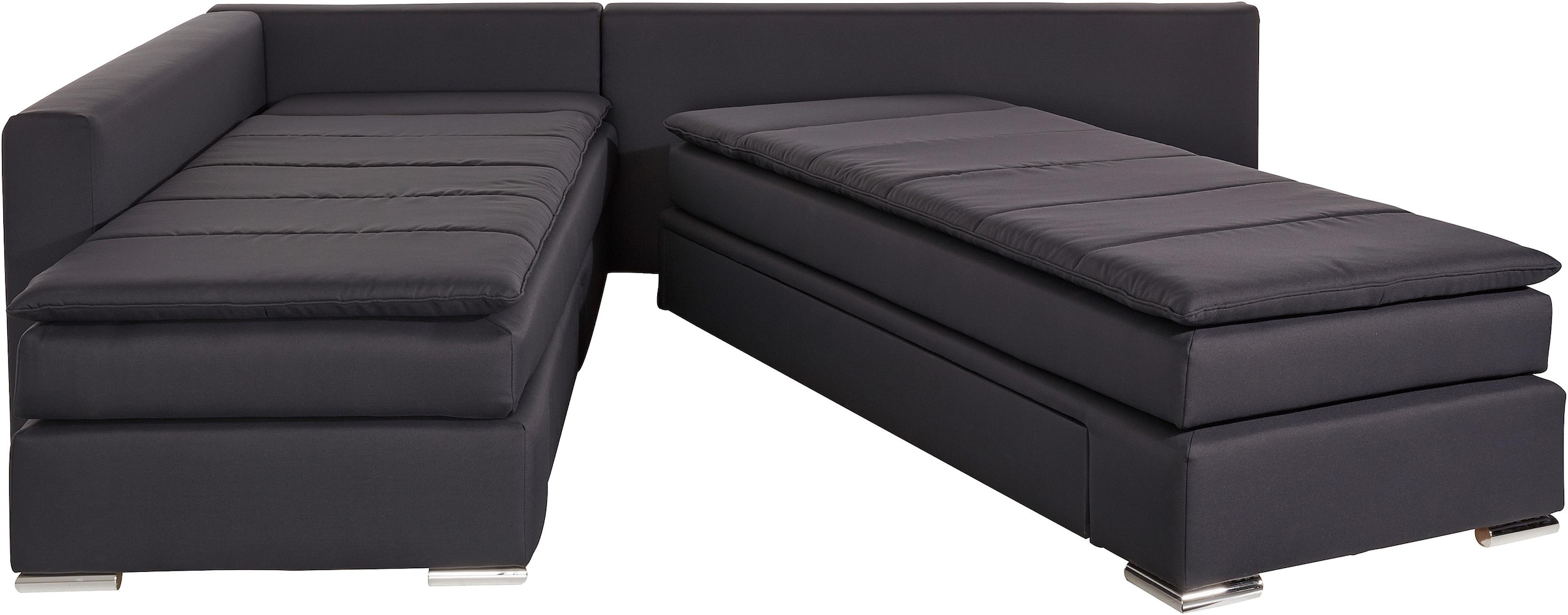 INOSIGN Ecksofa »Boxspringbett Night & Day L-Form mit Dauer-Schlaffunktion o. Armlehnen«, mit Boxspring-Bettfunktion 164x200 cm und Bettkasten, Dauerschläfer!