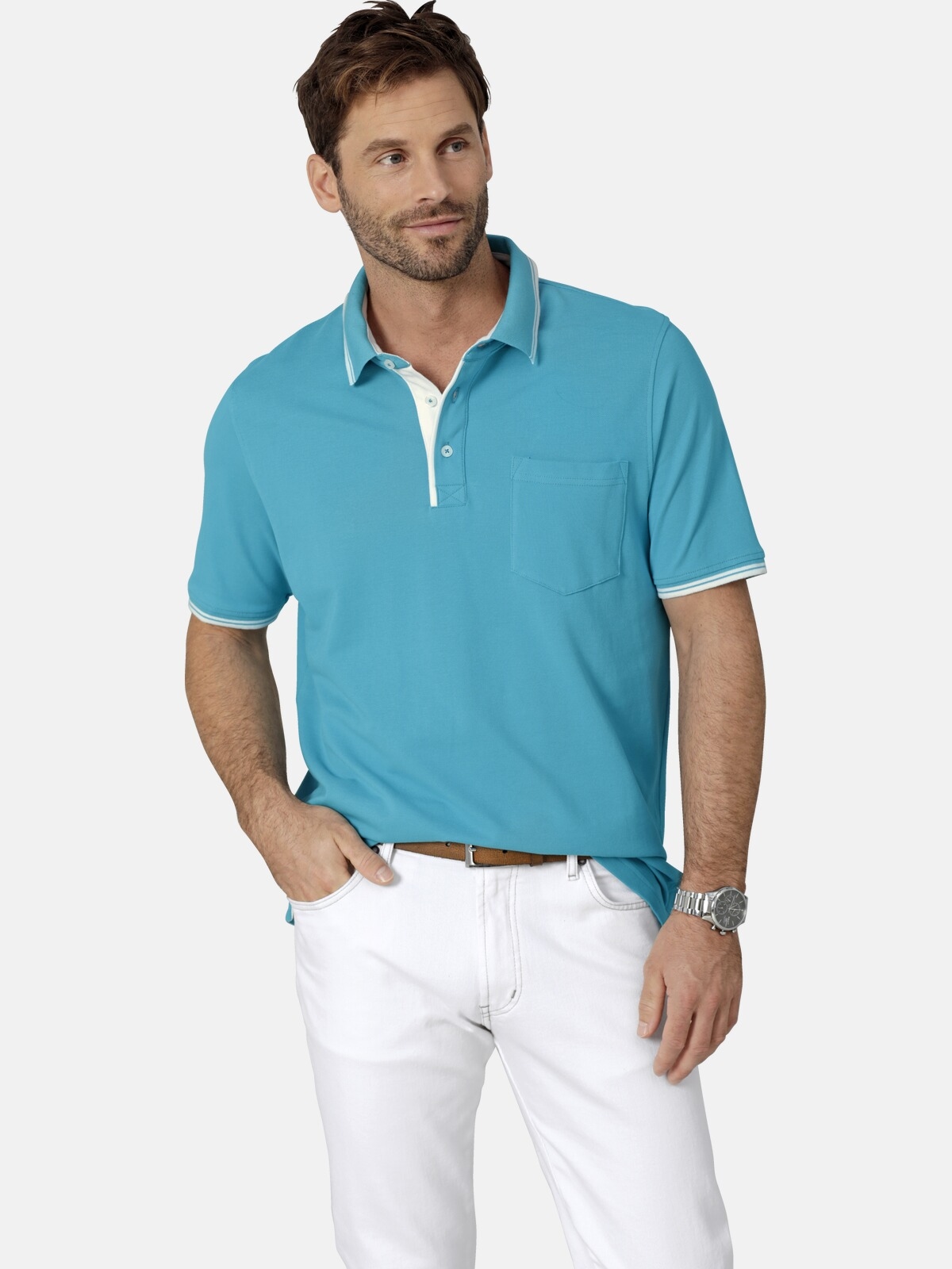 Poloshirt BABISTA "Poloshirt TESSAVEST", Herren, Gr. 58, blau (türkis), Obermaterial: 100% Baumwolle CO., Shirts