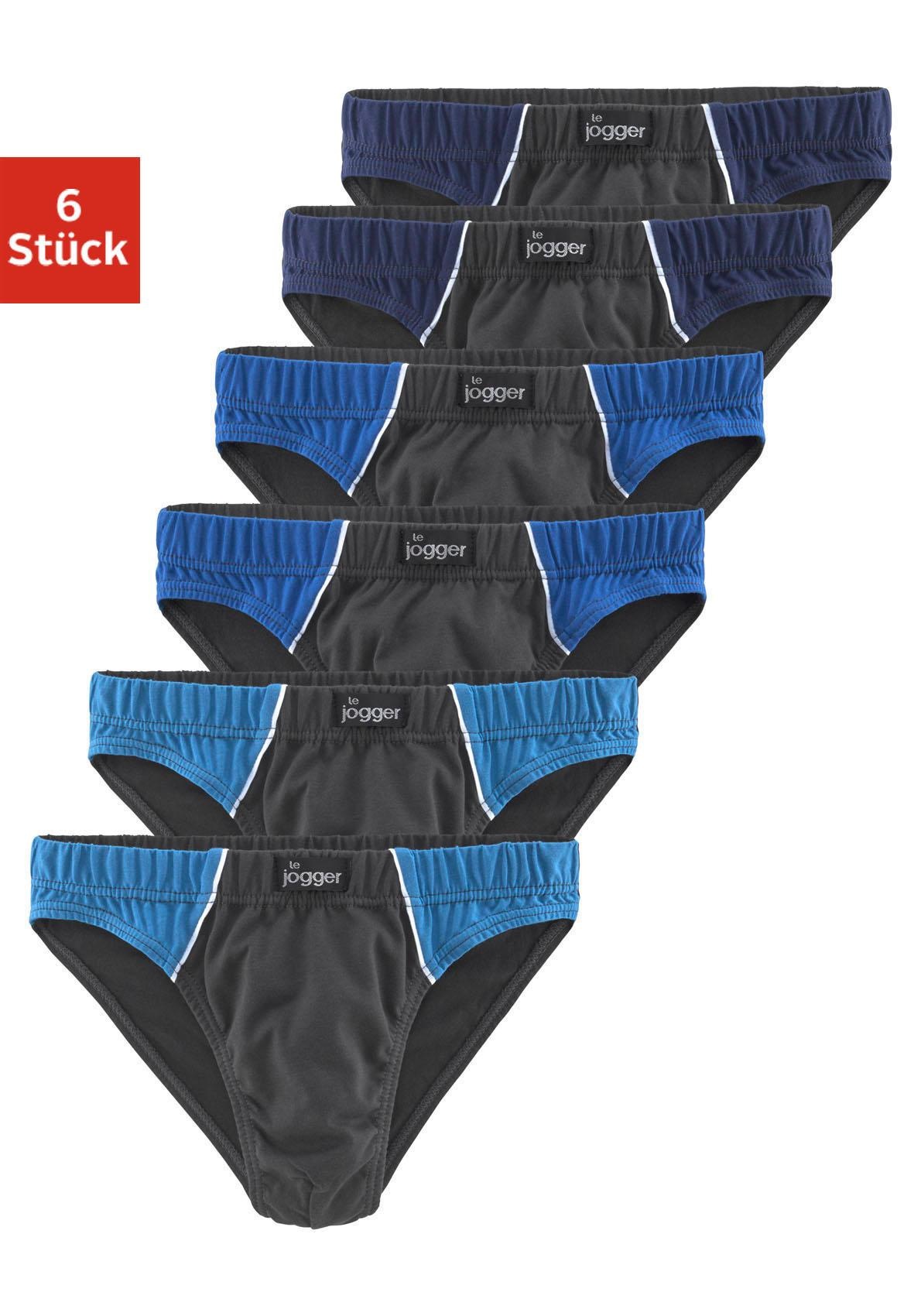 LE JOGGER Herren Slip, Gr. 4, grau, Jersey, Obermaterial: 100% Baumwolle, unifarben, Unterhosen, mit kontrastfarbenen Highlights