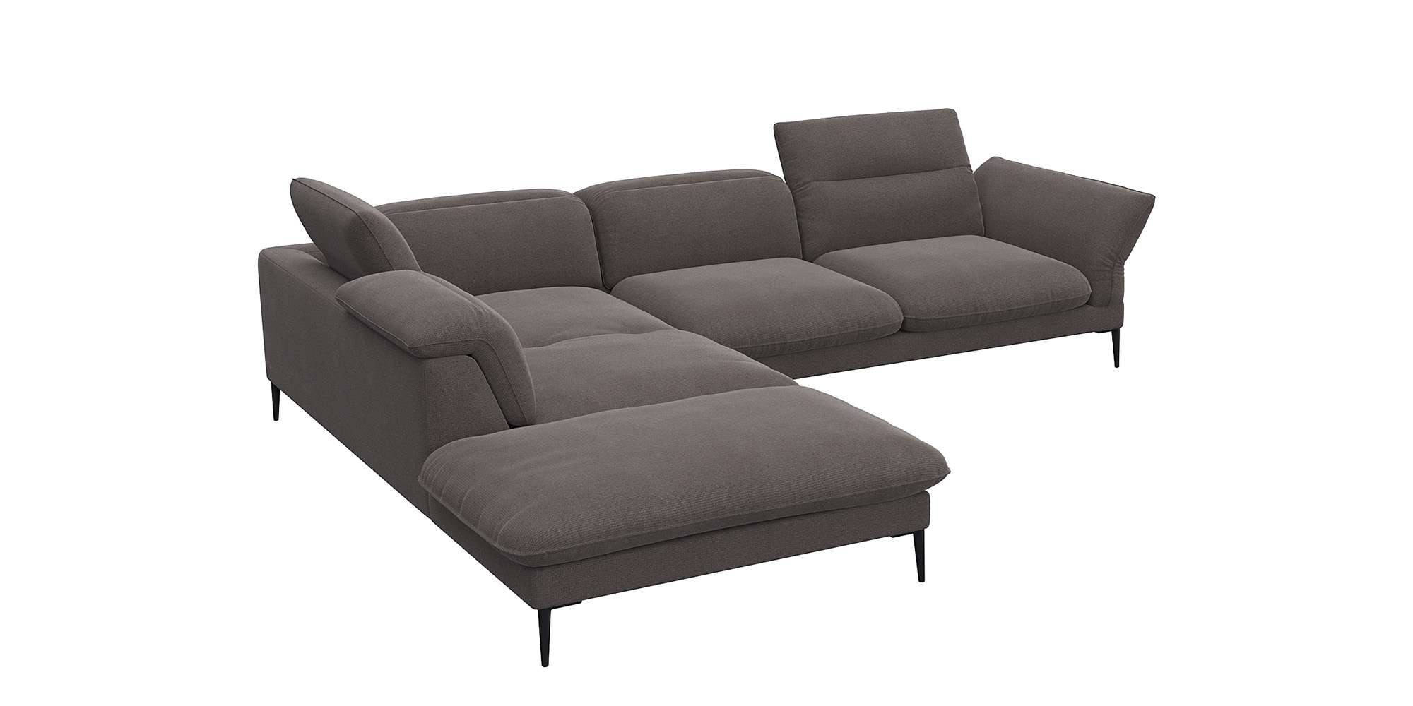 FLEXLUX Ecksofa »Salino, Funktionssofa mit Ottomane, Relaxsofa, Ecksofa«, Sofa mit Arm- und Kopfteil-Verstellungen, Kaltschaum & Stahl-Wellen